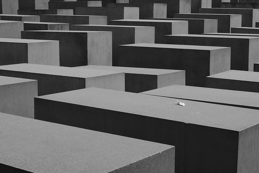 Berlin, Germany, Memorial To The Murdered Jews Of Europe, - Monochrome - HD Wallpaper 