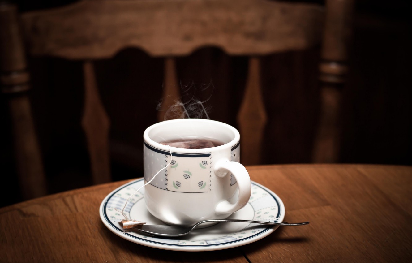 Photo Wallpaper Tea, Table, Cup, Steam, Chair, Macro, - Storm In Tea Cup - HD Wallpaper 