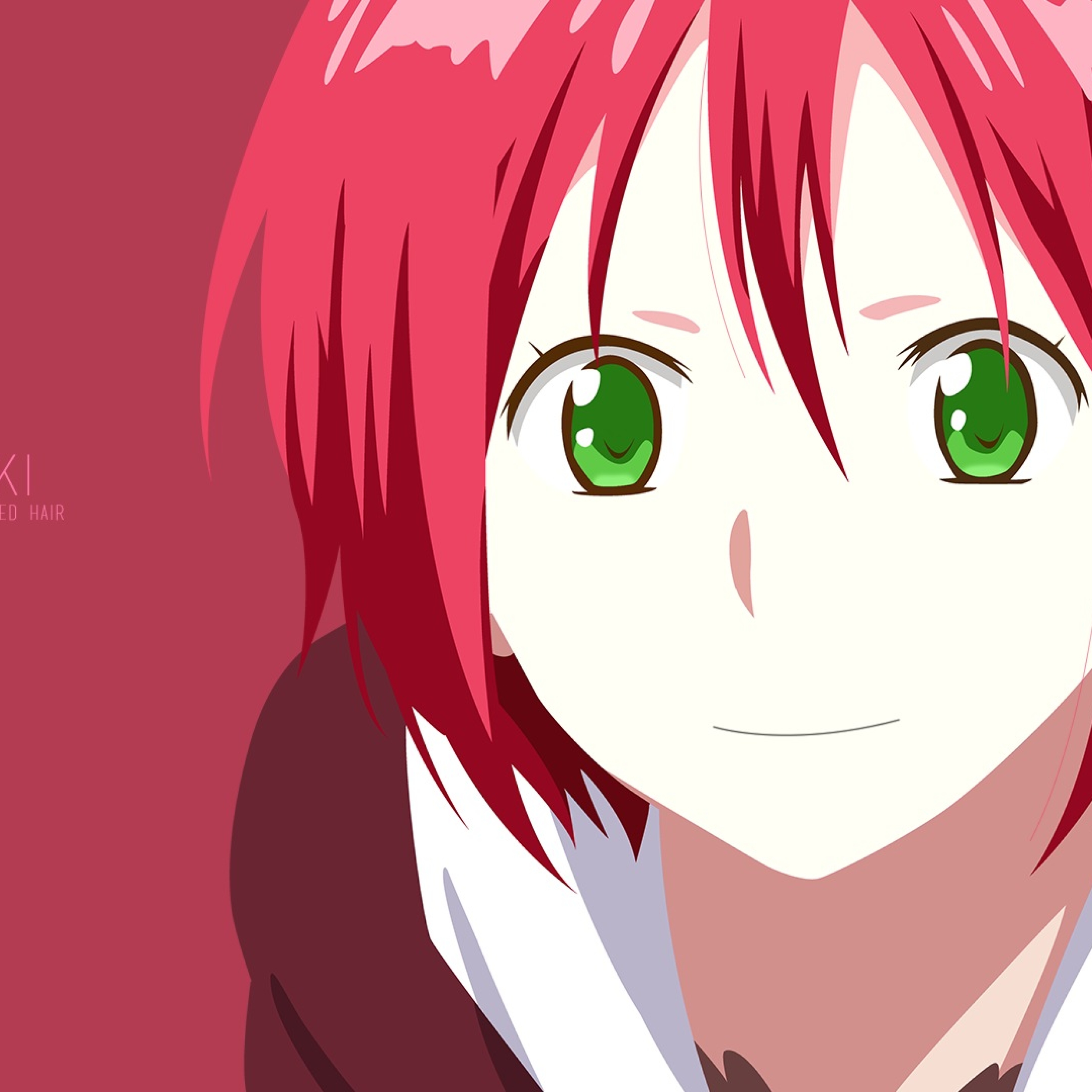 Anime Girl Red Hair Green Eyes - HD Wallpaper 