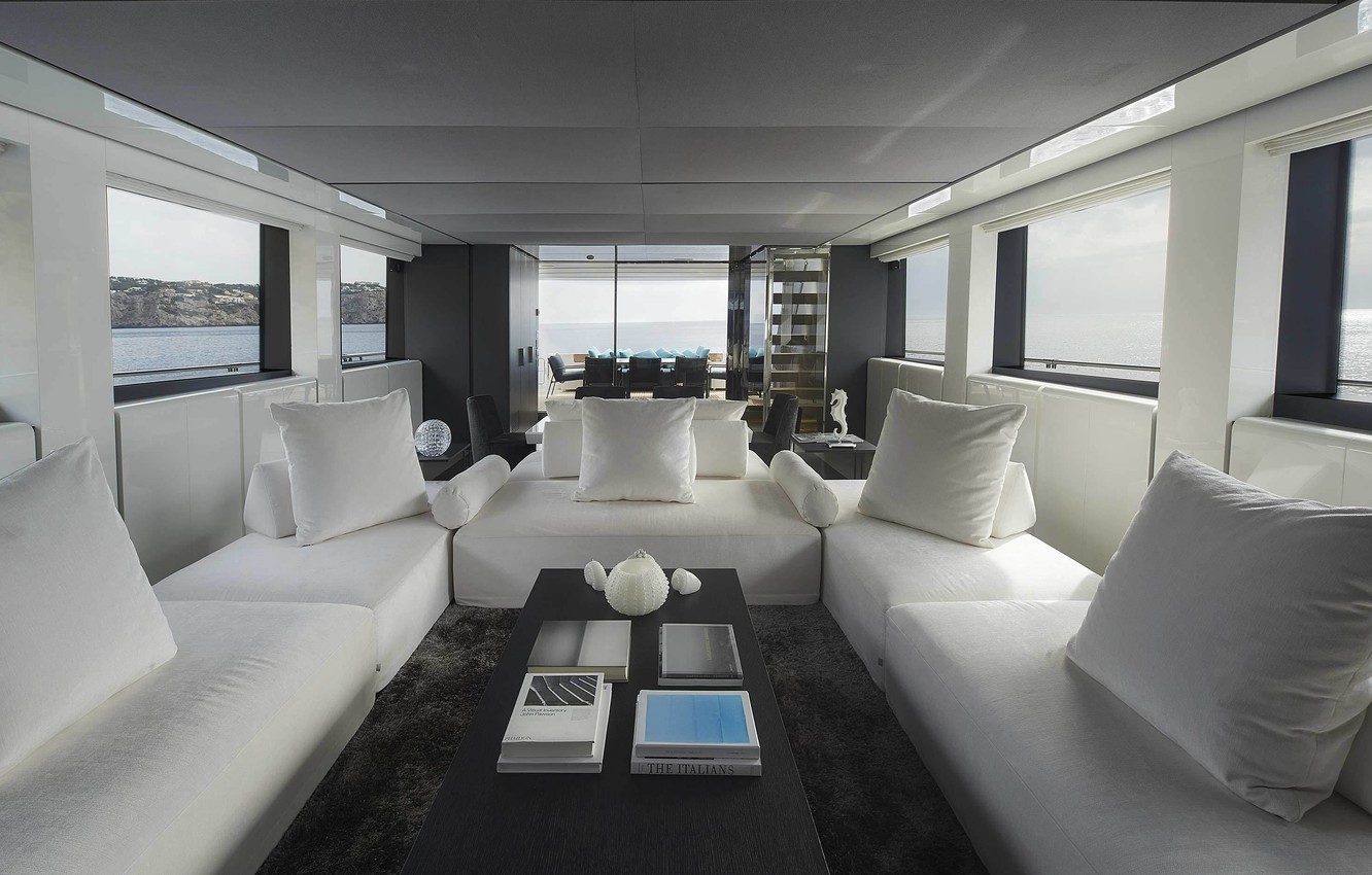 Photo Wallpaper View, Luxury, Yacht, Salon, Motor, - Interior Design - HD Wallpaper 