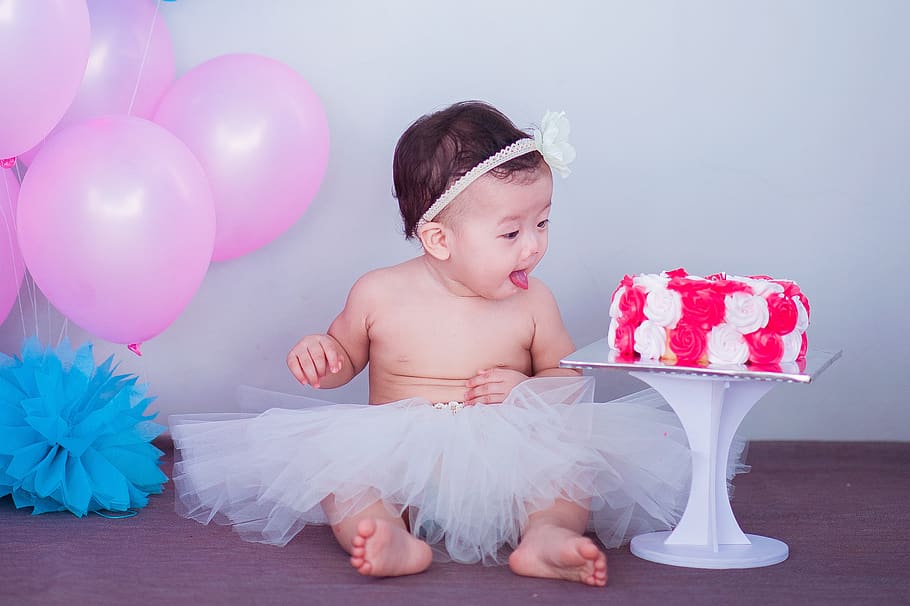 Baby In White Tutu Skirt Beside Cake, Adorable, Beautiful, - HD Wallpaper 