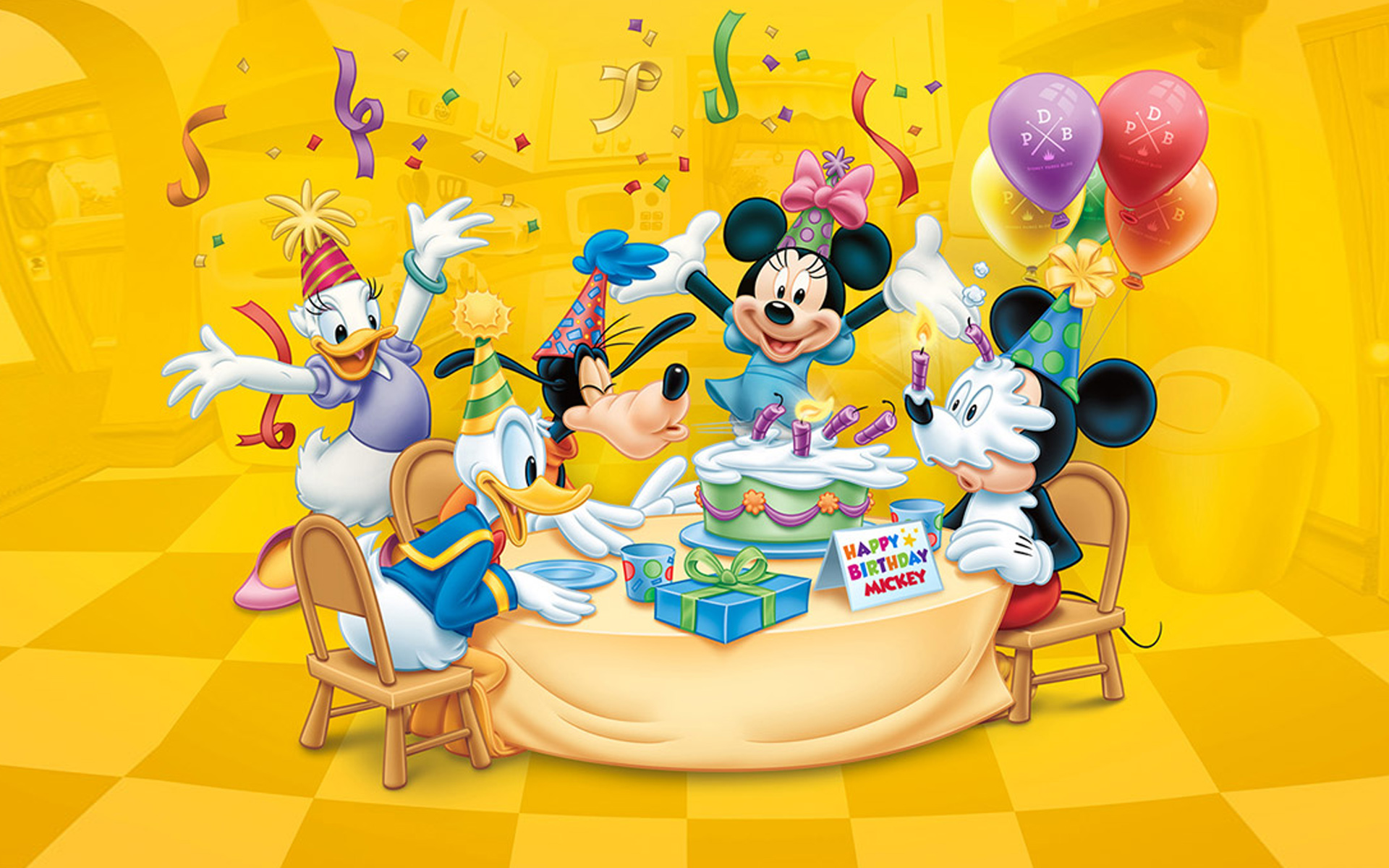 Mickey Mouse And Friends Happy Birthday - HD Wallpaper 