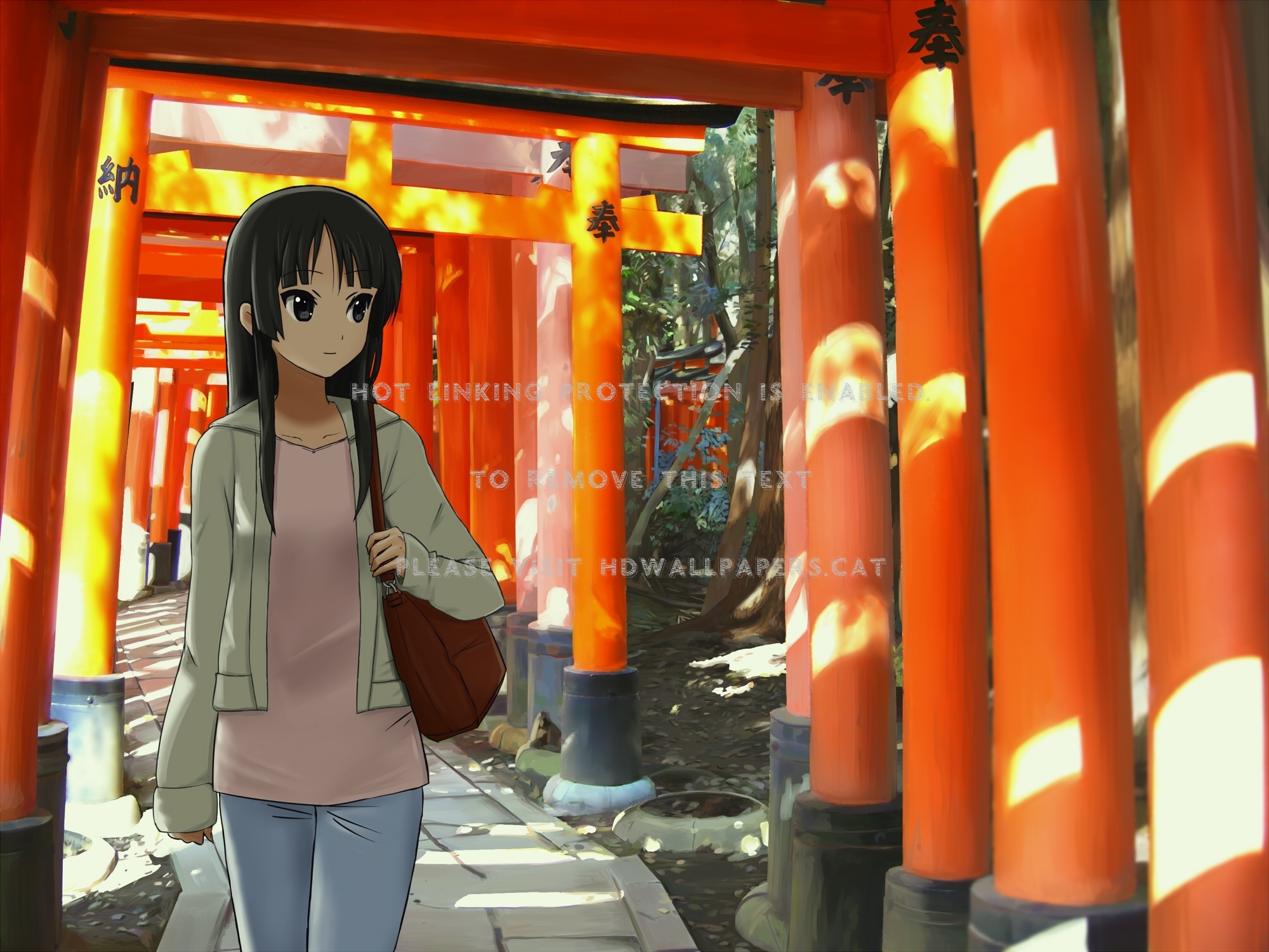 Mio Akiyama On Wallpapers Anime Hd - Anime Girl Carrying Bag - HD Wallpaper 