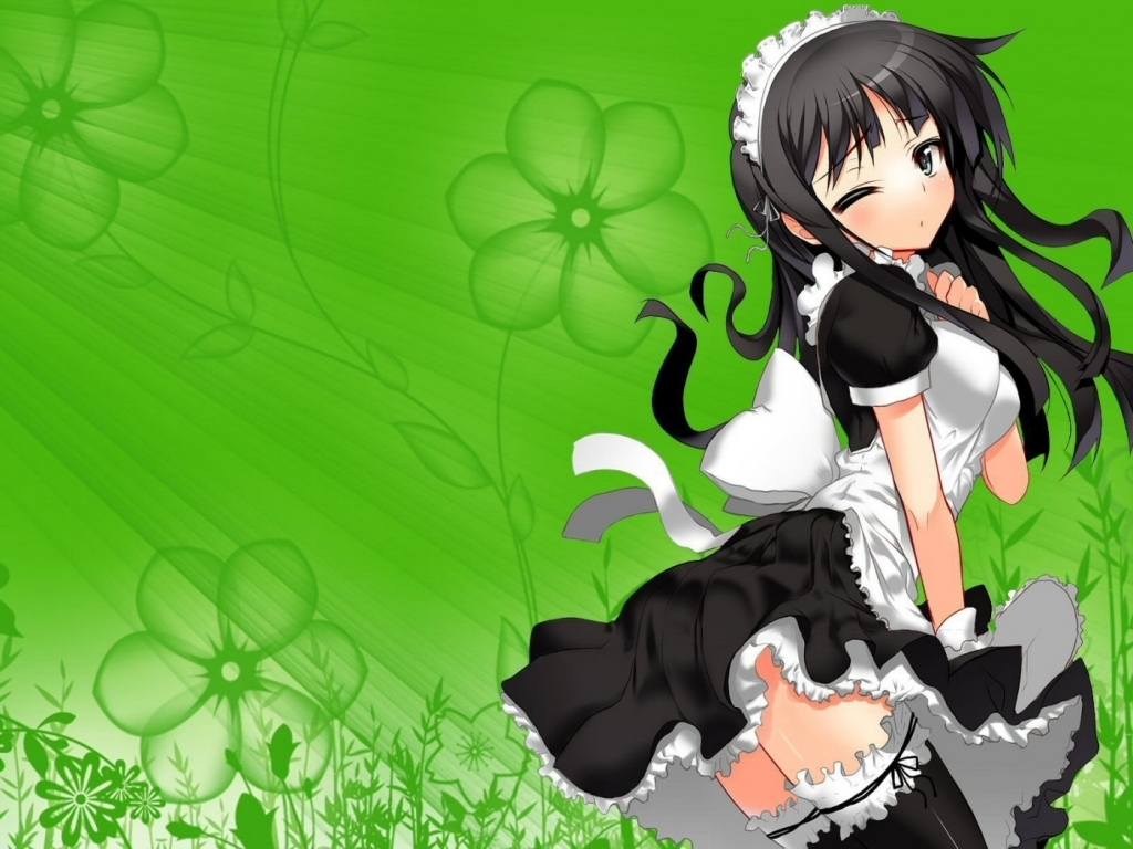 K-on Mio Wallpaper - Sexy French Maid Anime - HD Wallpaper 