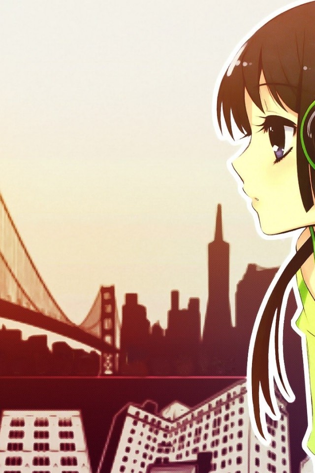 Anime Girl With Headphones - HD Wallpaper 
