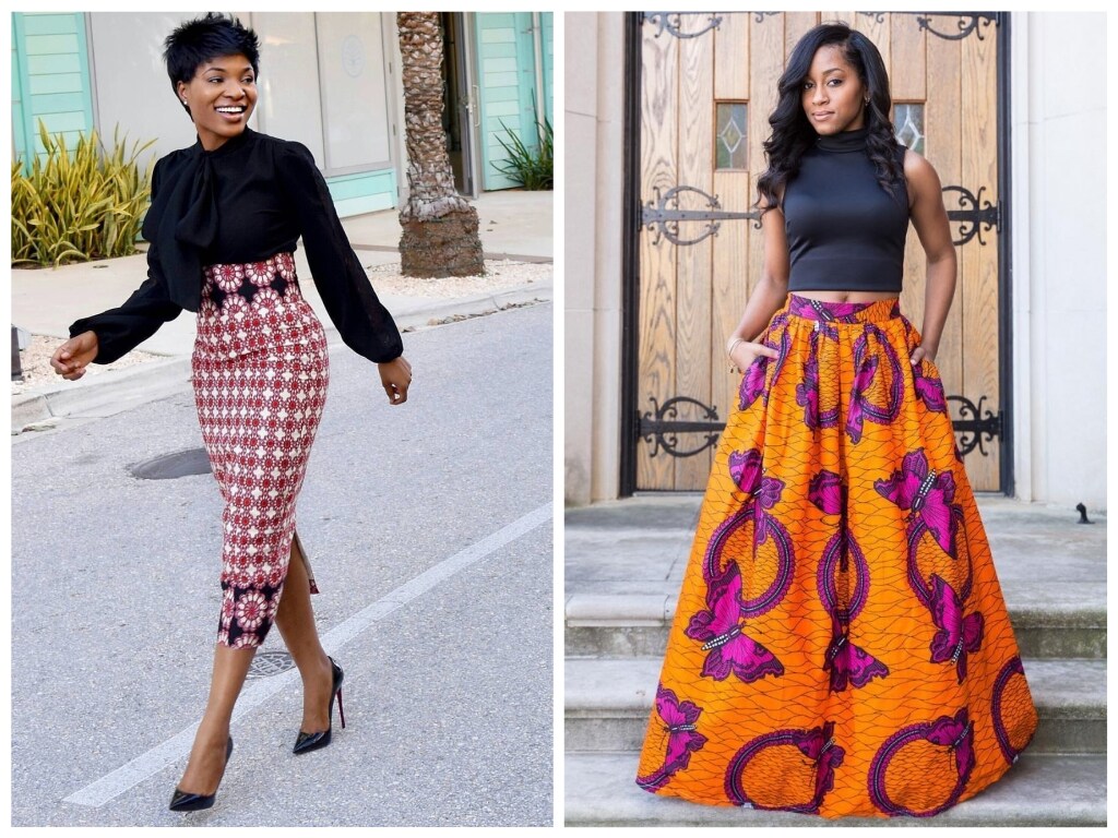 Ankara Plain And Patterned Skirt And Blouse Designs - HD Wallpaper 