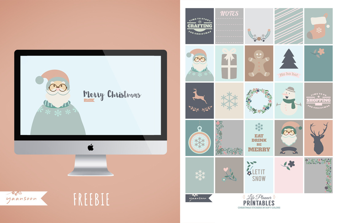 Cute Christmas Wallpaper Freebie Etsy Printable Planner - Stickers Cute Printable - HD Wallpaper 