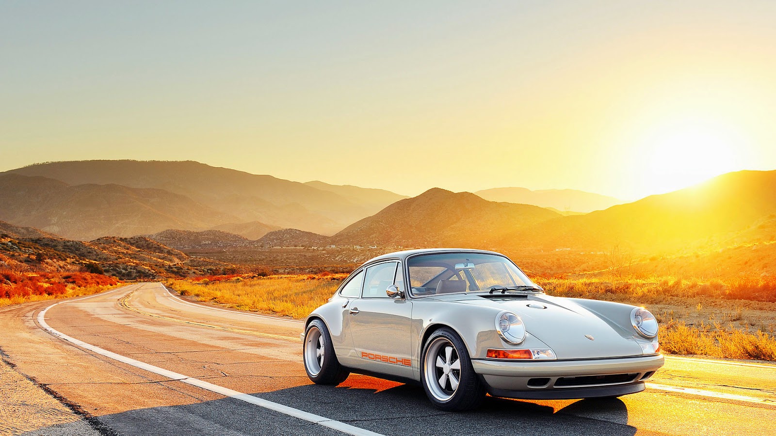 Sonnenuntergang Wallpaper Mit Weißen Porsche 911 Auf - Old Porsche Wallpaper Phone - HD Wallpaper 