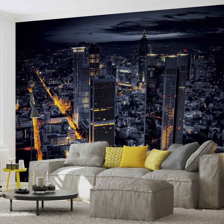 City Frankfurt Skyline Night Lights Wallpaper Mural - Tapety Na Zed Orchidea - HD Wallpaper 