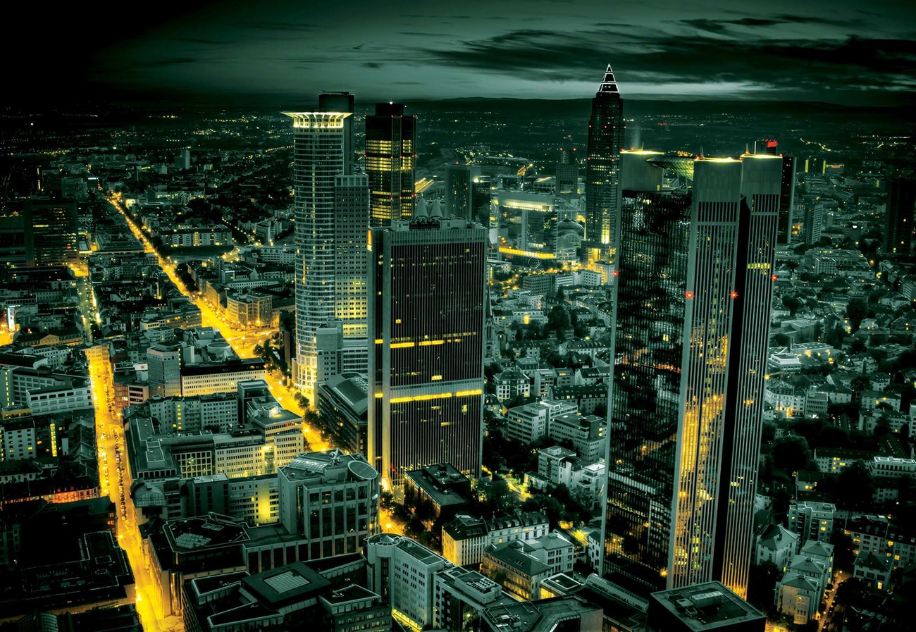 Frankfurt City Skyline At Night Wallpaper Mural - Frankfurt Am Main - HD Wallpaper 
