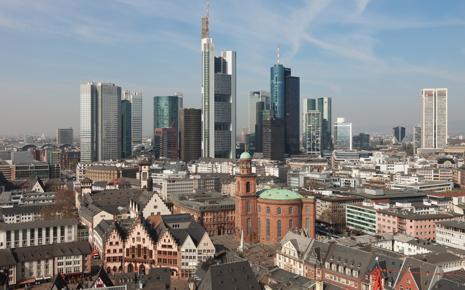 Europe City Skyscraper Architecture Skyline Cityscape - Frankfurt Am Main - HD Wallpaper 