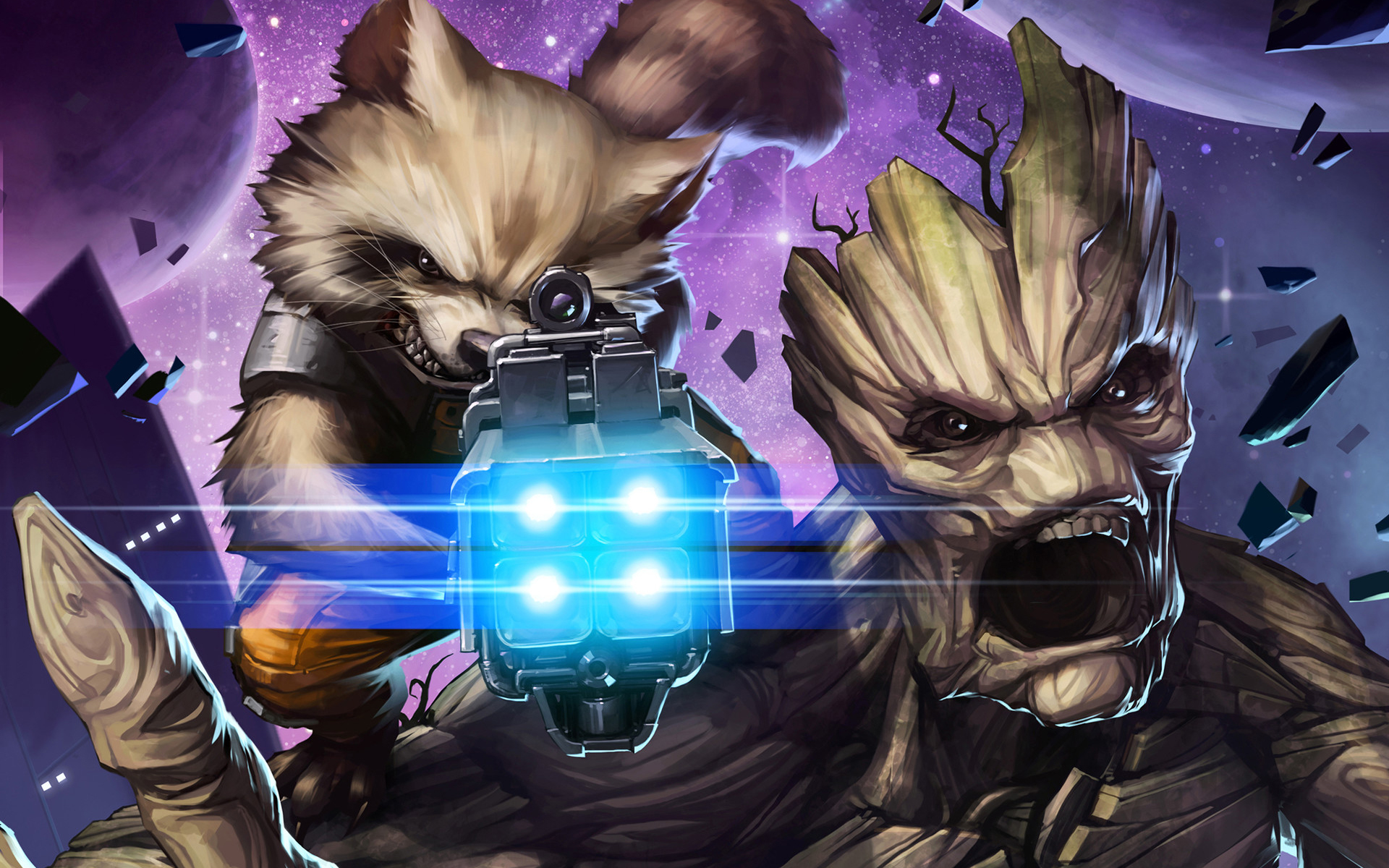 Rocket & Groot Wallpapersrocket & Groot Wallpapers - Marvel Groot And Rocket - HD Wallpaper 