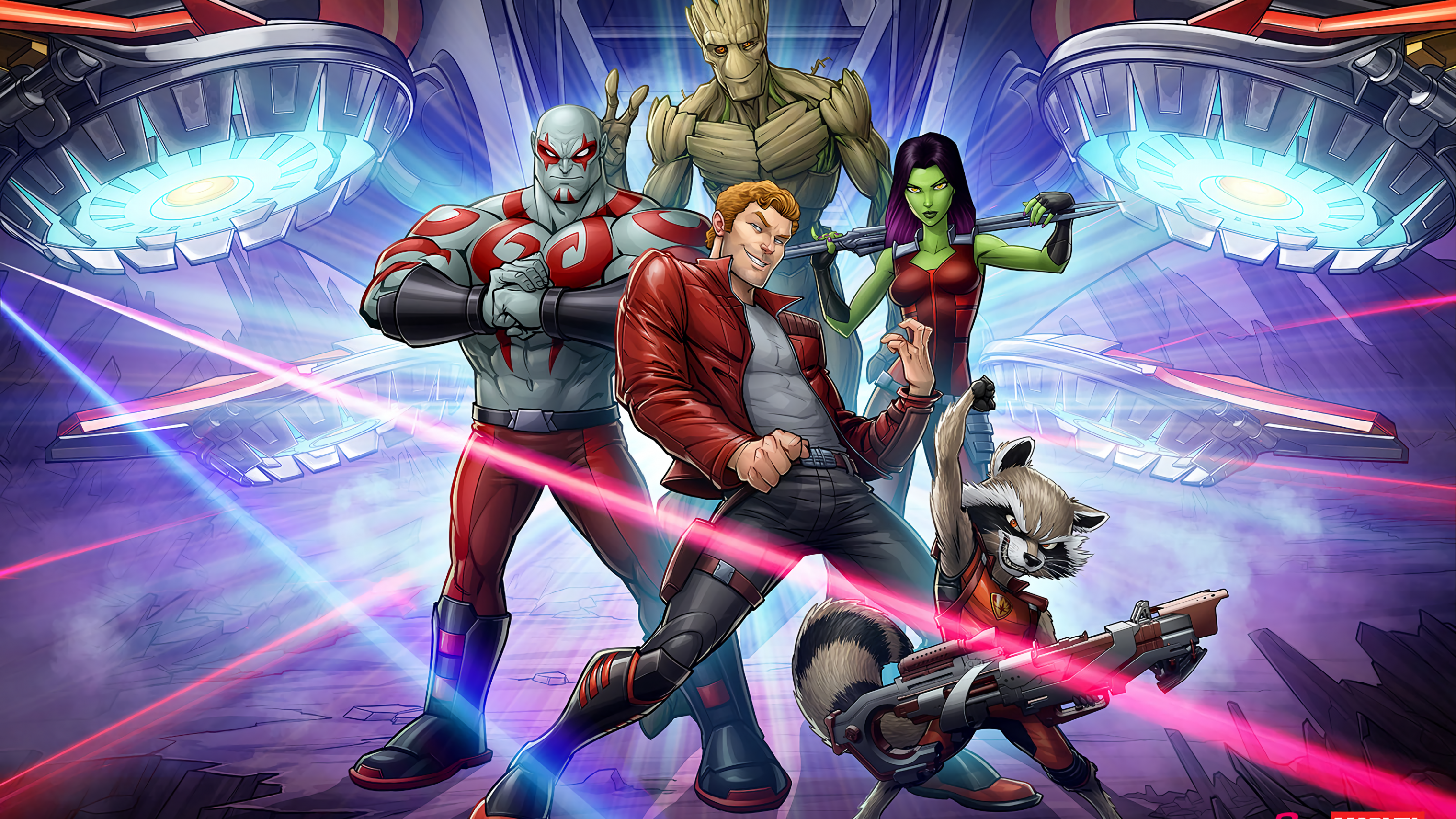 Guardians Of The Galaxy, Rocket Raccoon, Gamora, Groot, - Cómics Guardians Of Galaxy - HD Wallpaper 