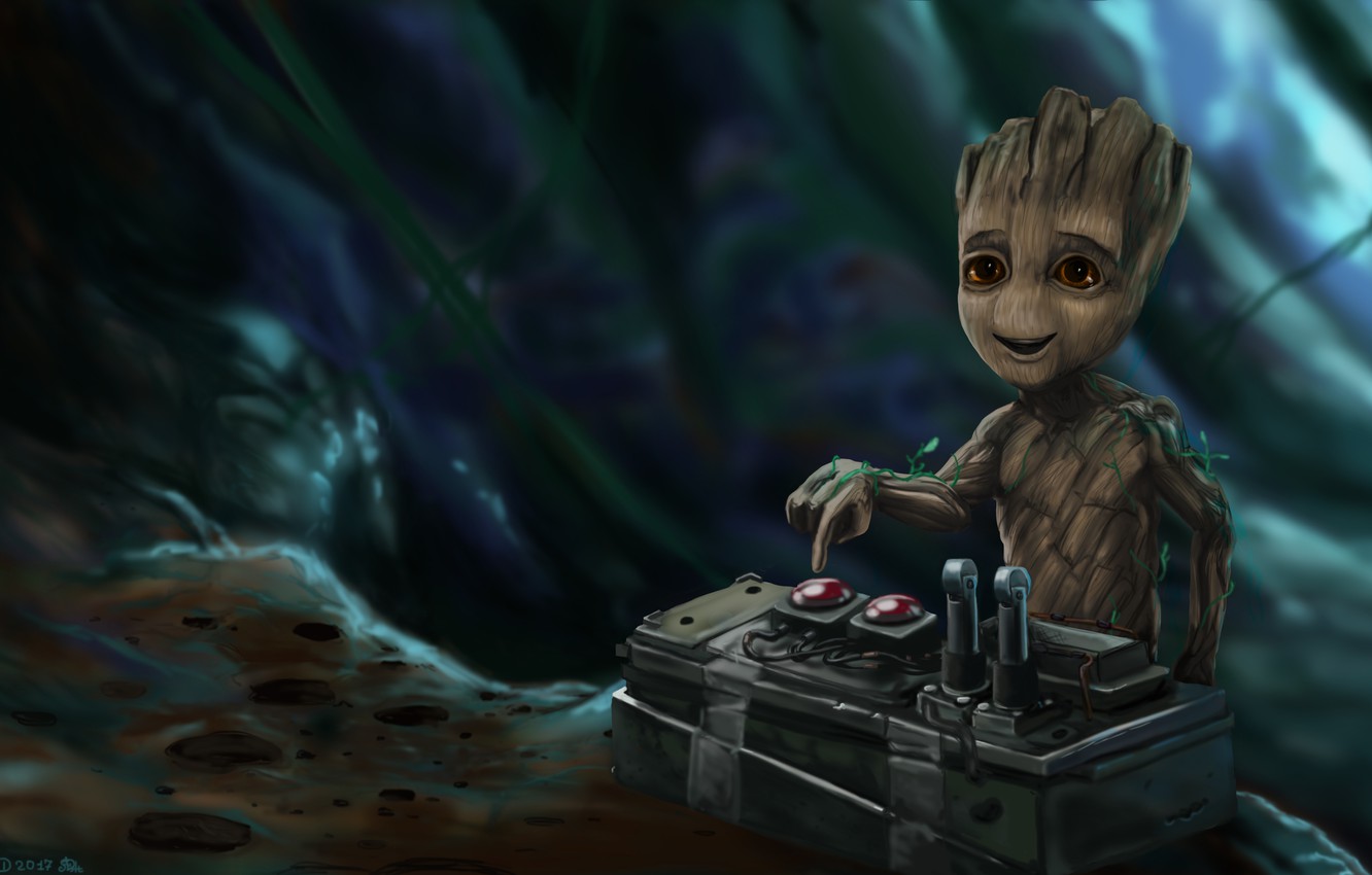 Photo Wallpaper Groot, Guardians Of The Galaxy 2, Little - Малыш Грут Обои На Рабочий Стол - HD Wallpaper 
