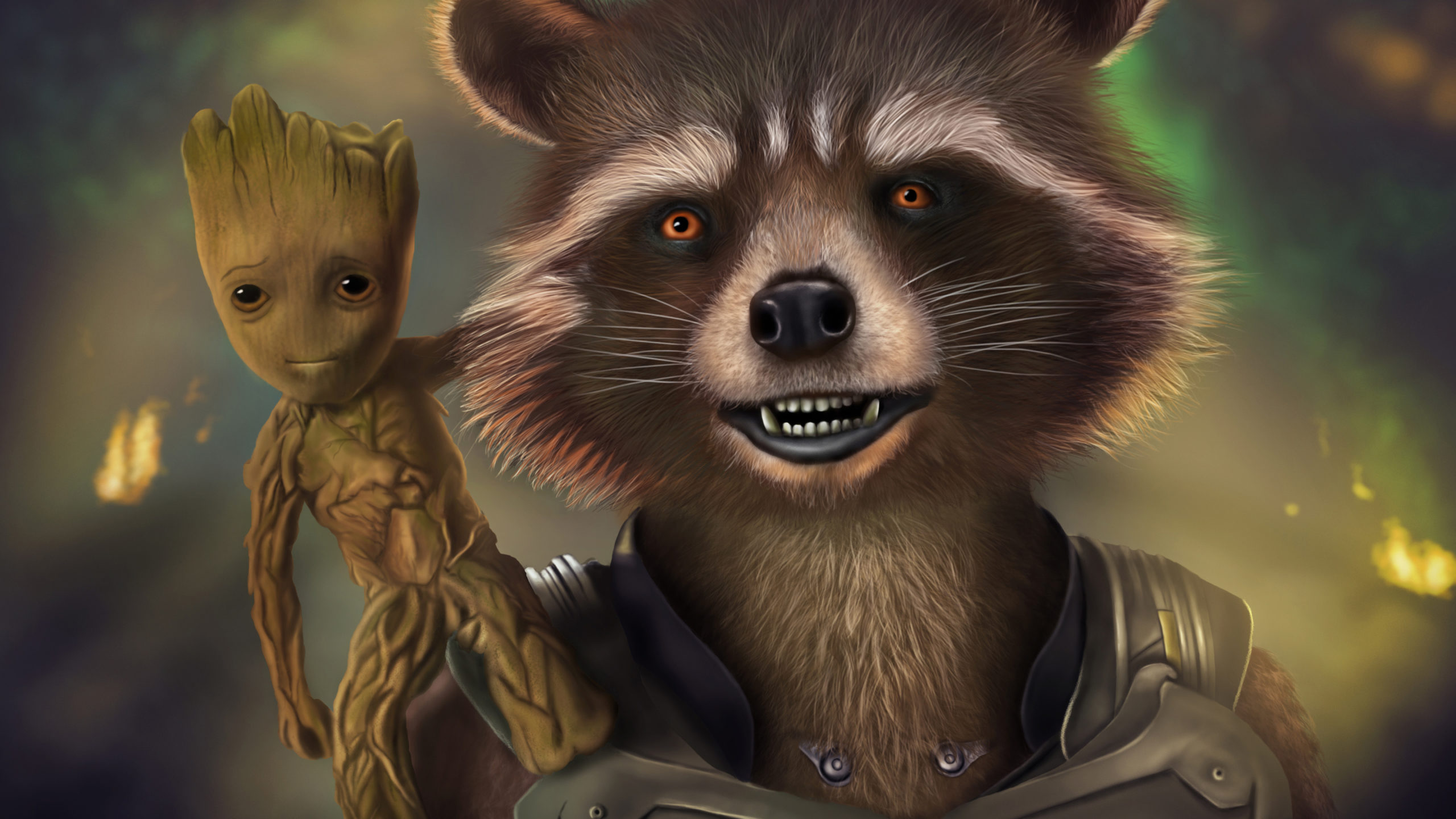 Baby Groot And Rocket Hd - HD Wallpaper 