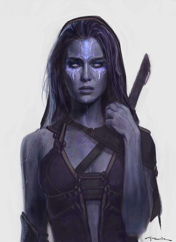 Gamora, Guardians Of The Galaxy, Concept Art, Purple - Gamora Concept Art - HD Wallpaper 