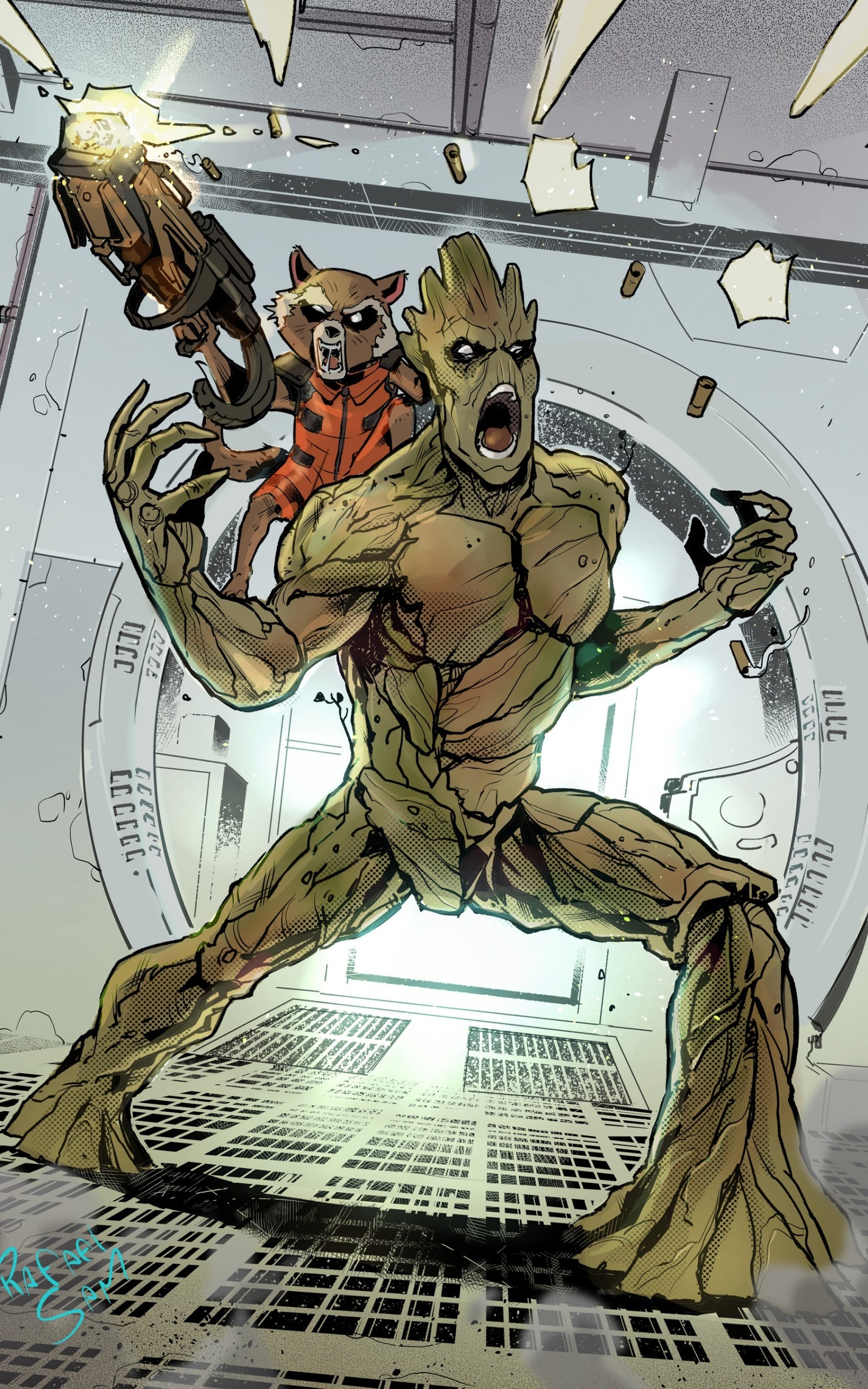 Guardians Of The Galaxy, Rocket Raccoon, Groot, Artwork - Guardians Of The Galaxy Groot Comic - HD Wallpaper 