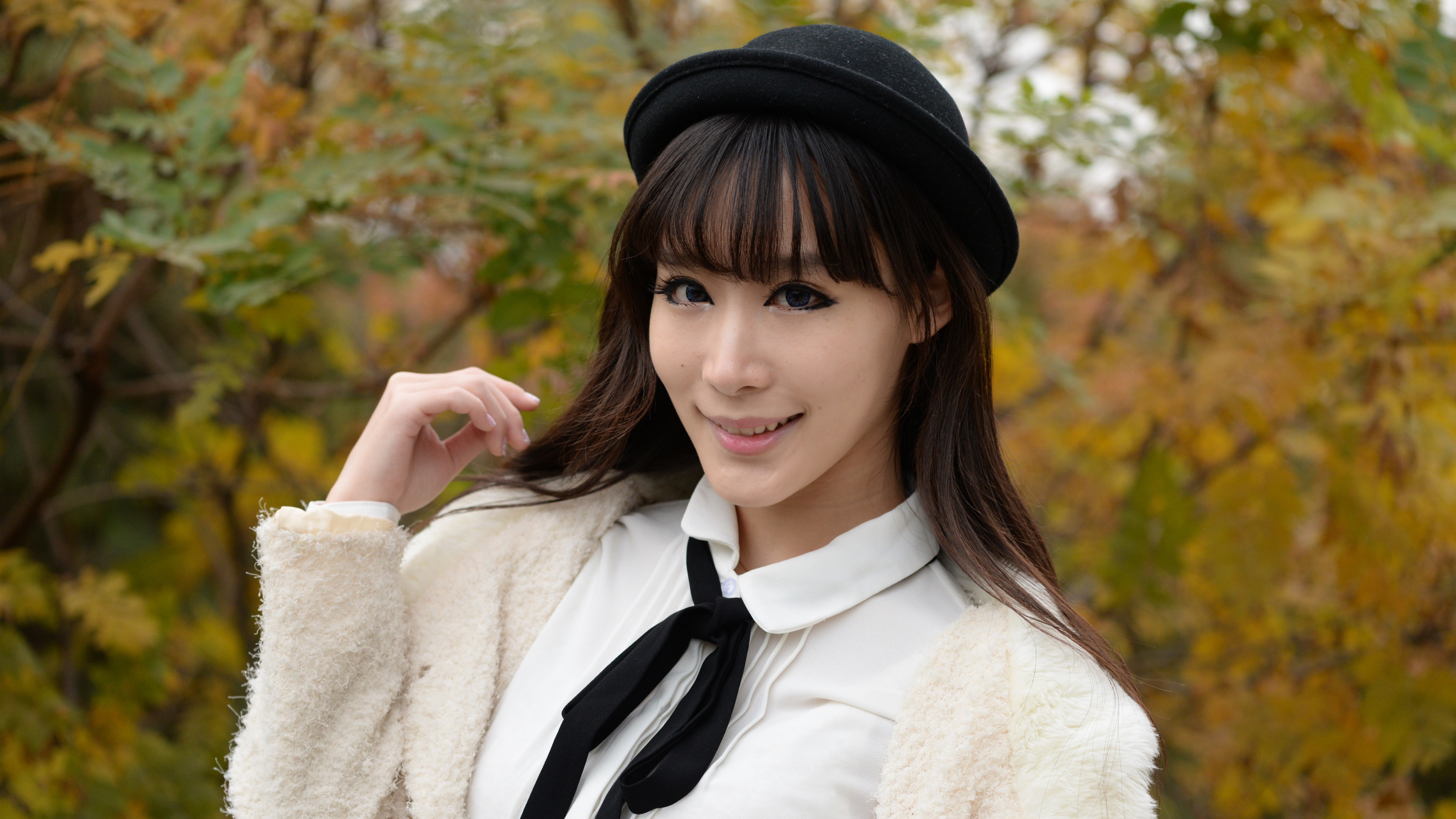 Wallpaper Chinese Girl, White Dress, Black Hat - Girl - HD Wallpaper 