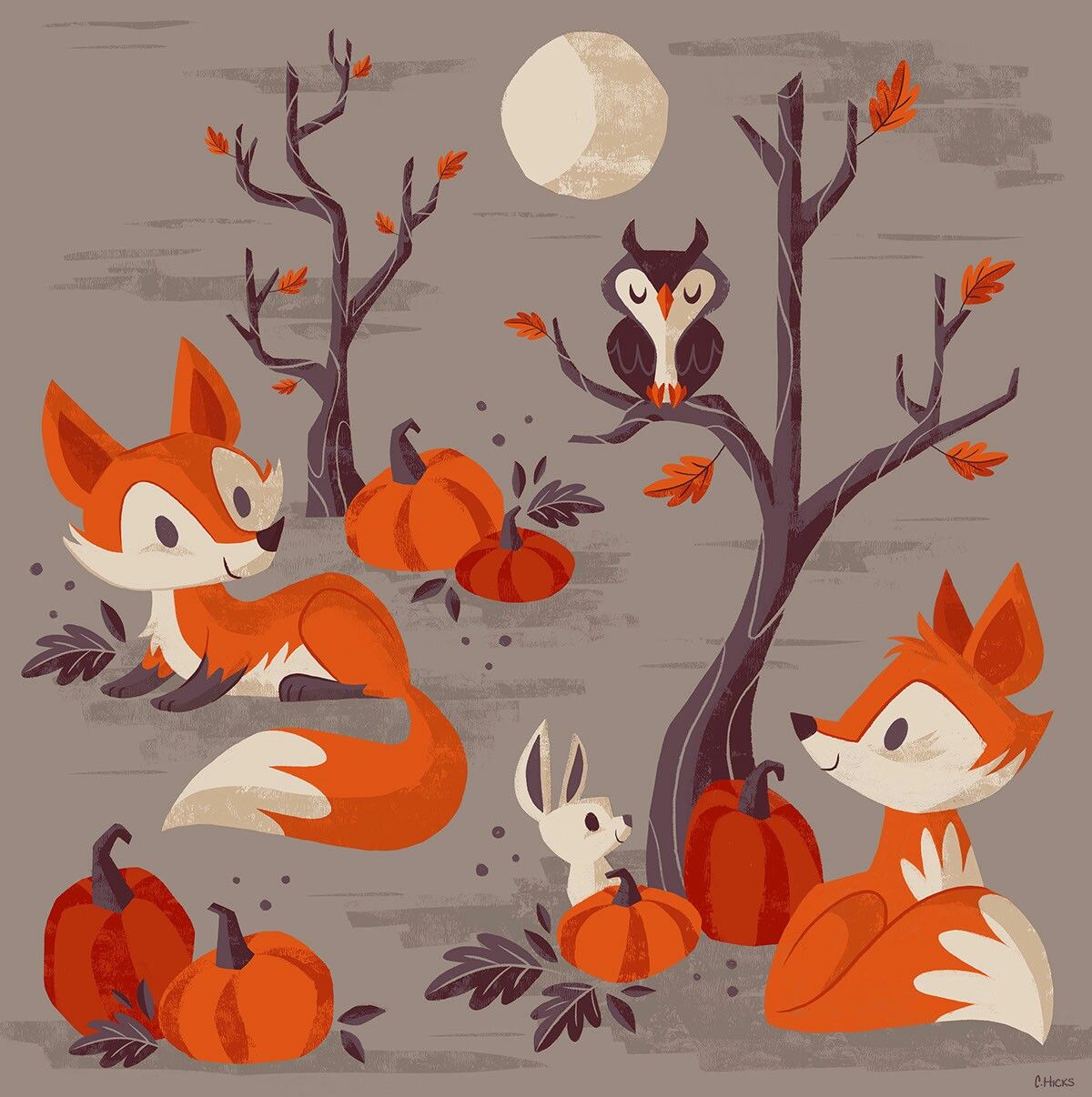 Cute Fox Fall Drawing - HD Wallpaper 