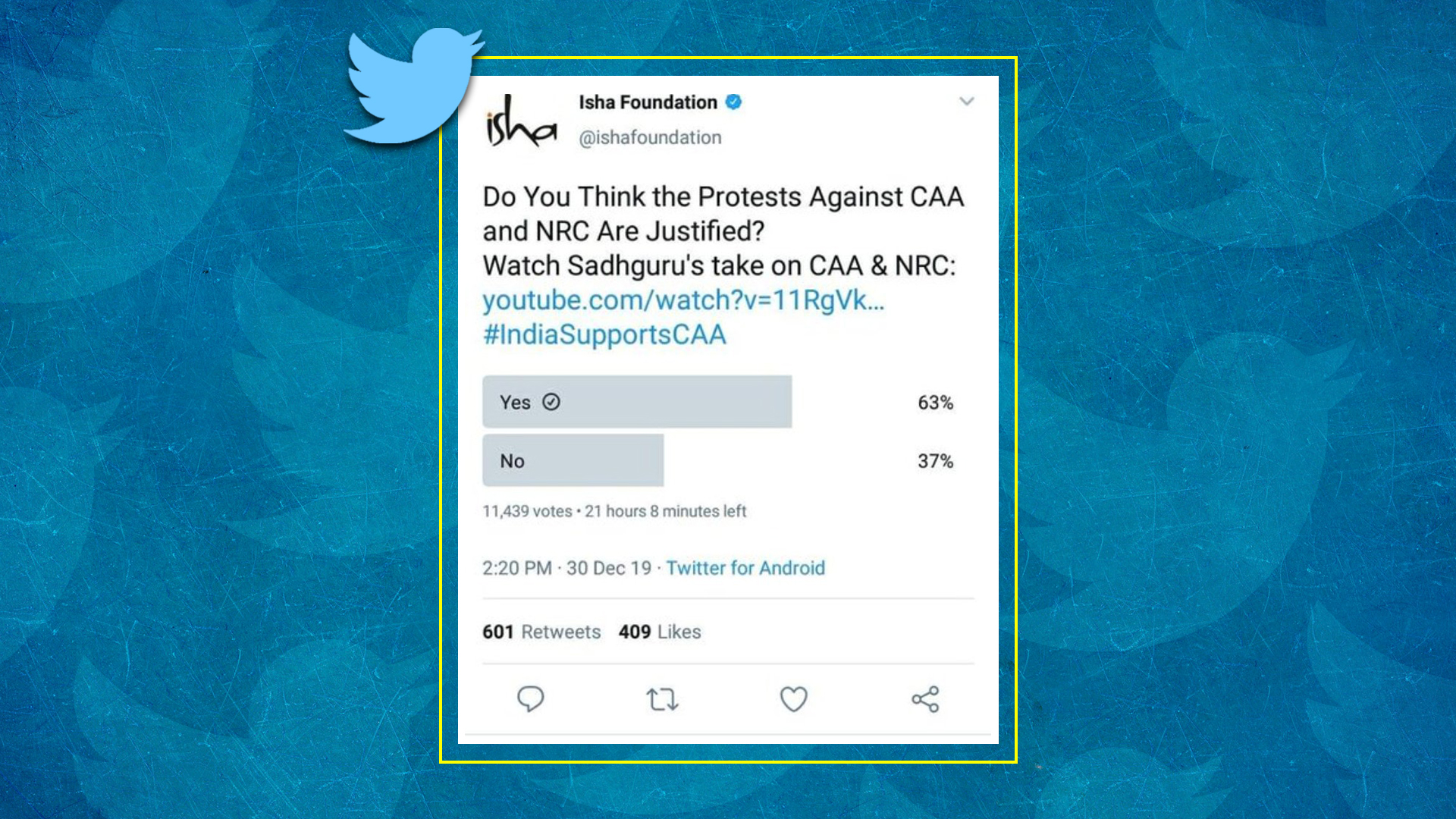 Sadhguru Tweet On Caa - HD Wallpaper 