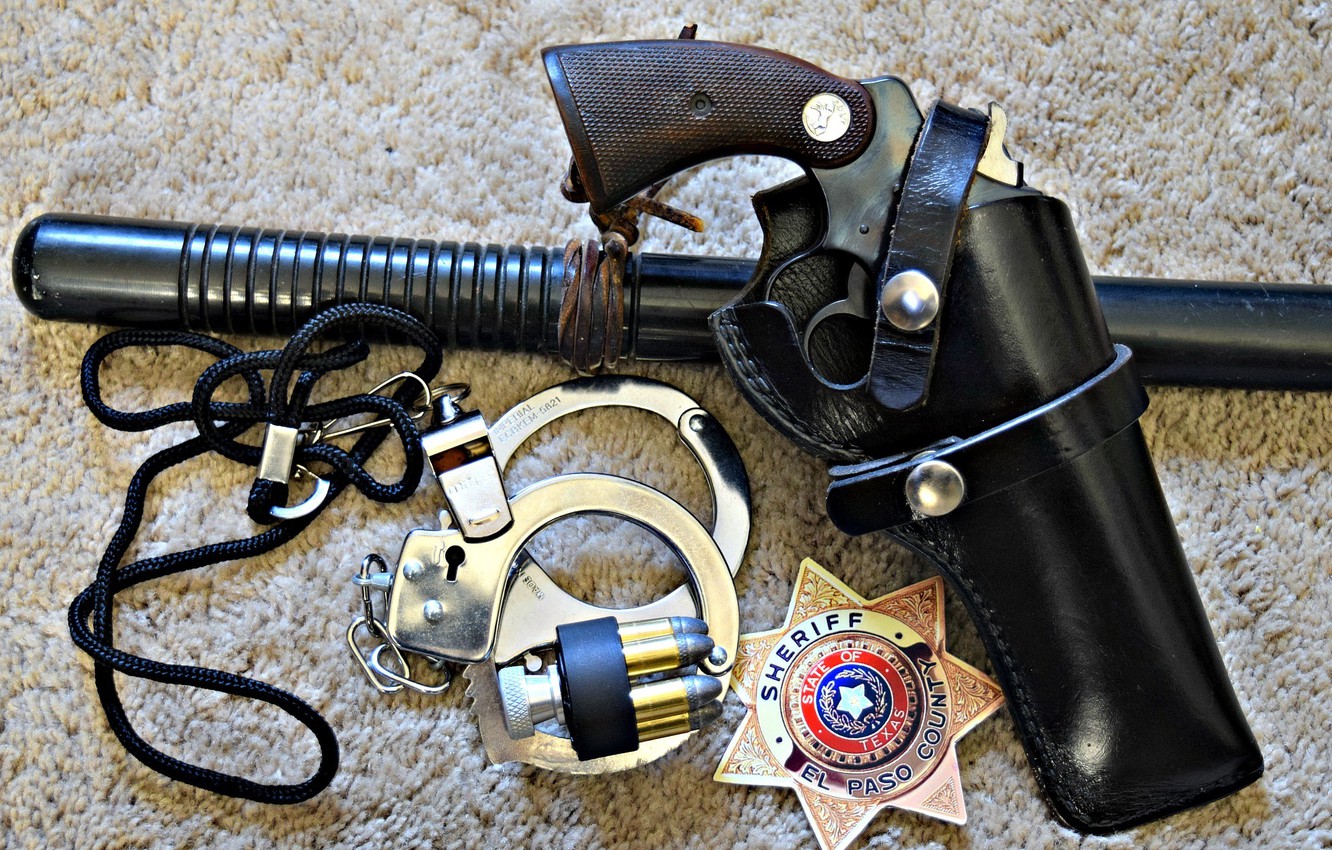 Photo Wallpaper Icon, Police, Handcuffs, Stick, Colt, - Colt Police Revolver - HD Wallpaper 