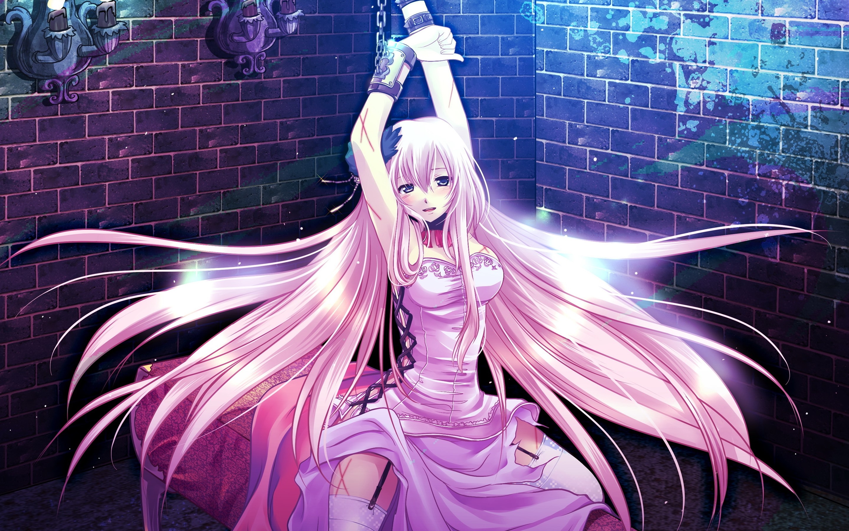 Wallpaper Pink Hair Anime Girl, Skirt, Handcuffs - Megurine Luka Fake Or Fate - HD Wallpaper 