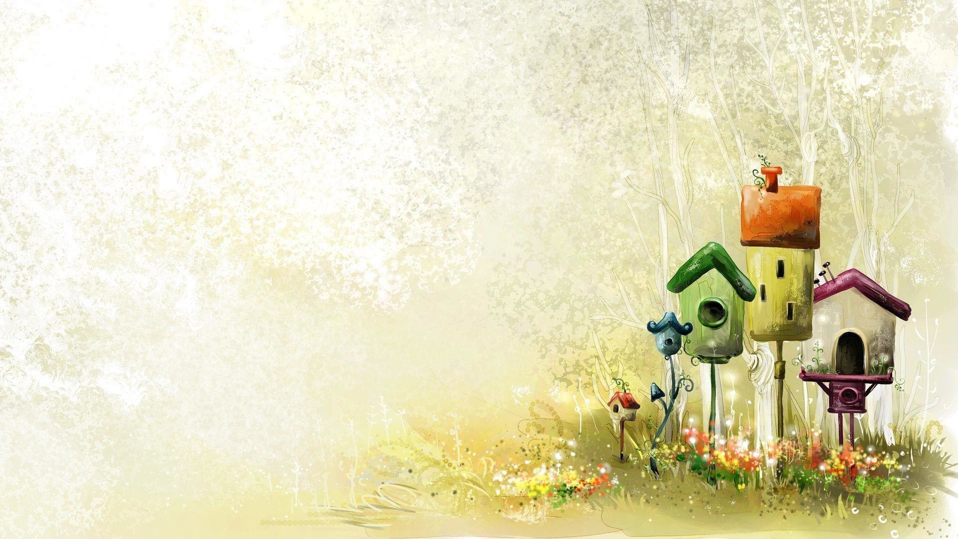 1235698 
 Data Src Top Birdhouse Wallpaper Screen - Bird In Birdhouse Background - HD Wallpaper 