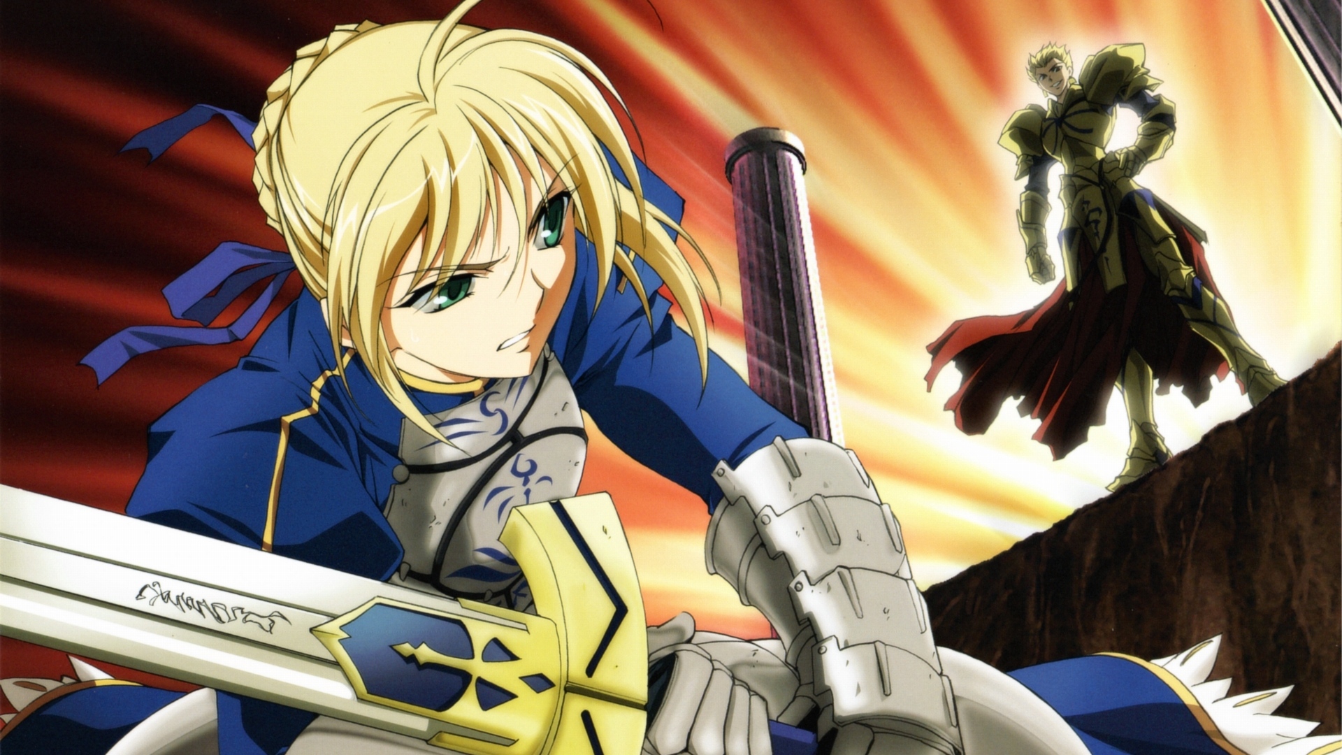 Wallpaper Fate Stay Night, Saber, Gilgamesh, Fate, - Fate Gilgamesh - HD Wallpaper 