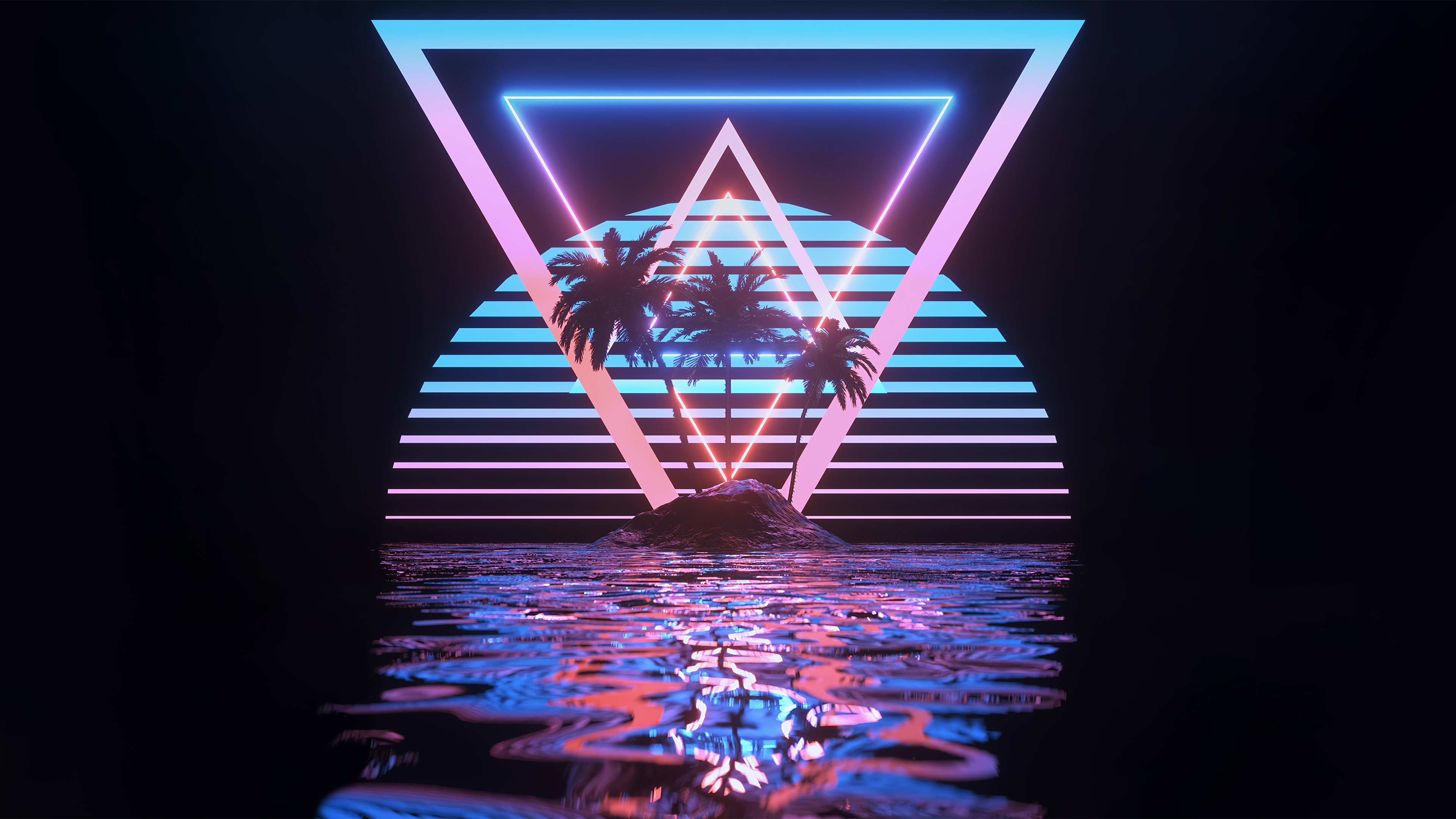 Neon Palm Trees - HD Wallpaper 