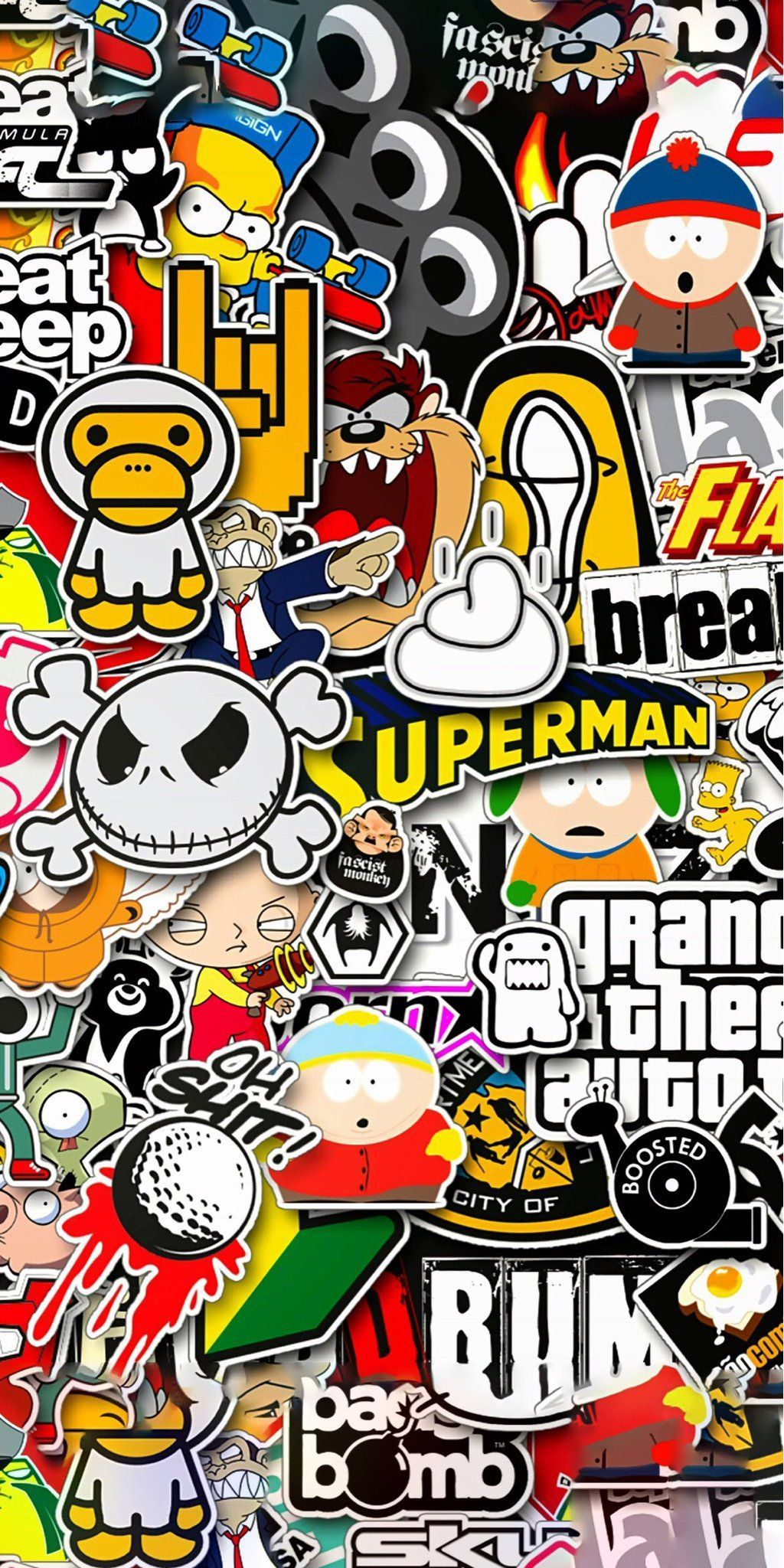 Sticker Bomb Wallpaper Iphone - HD Wallpaper 