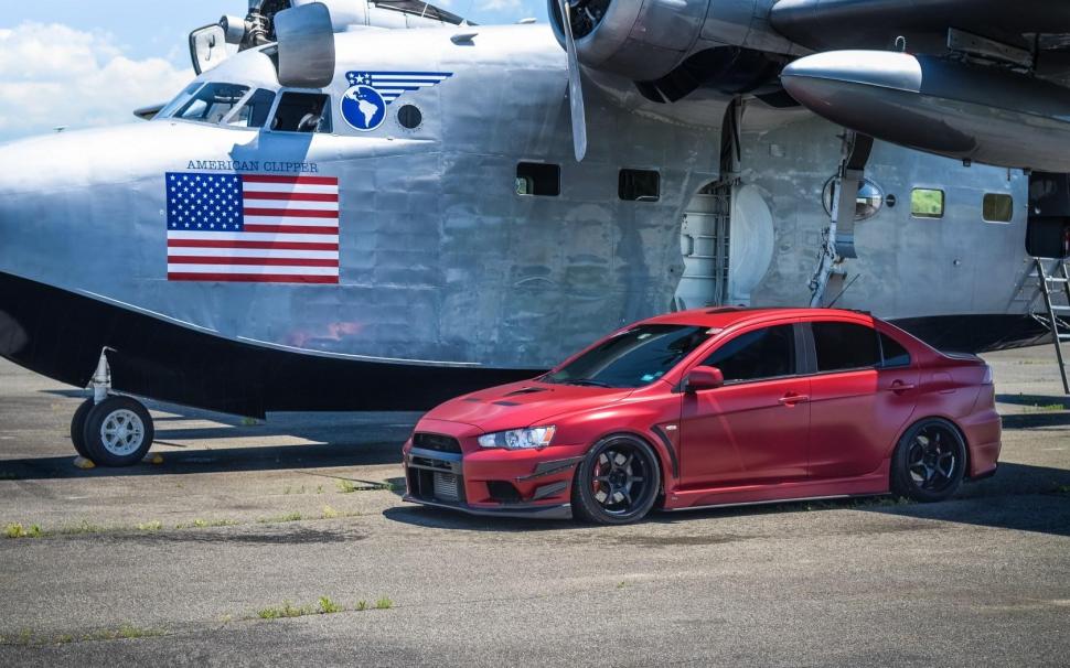 Mitsubishi Lancer Evolution X Car Tuning Plane Wallpaper,mitsubishi - Mitsubishi Lancer Evolution X Gsr Tuning - HD Wallpaper 