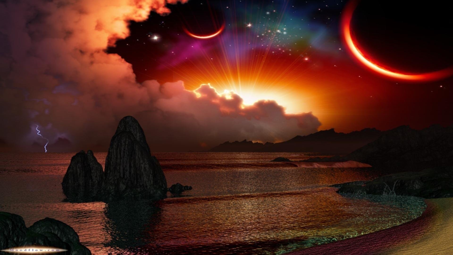 Sky Moon Star Sun - HD Wallpaper 