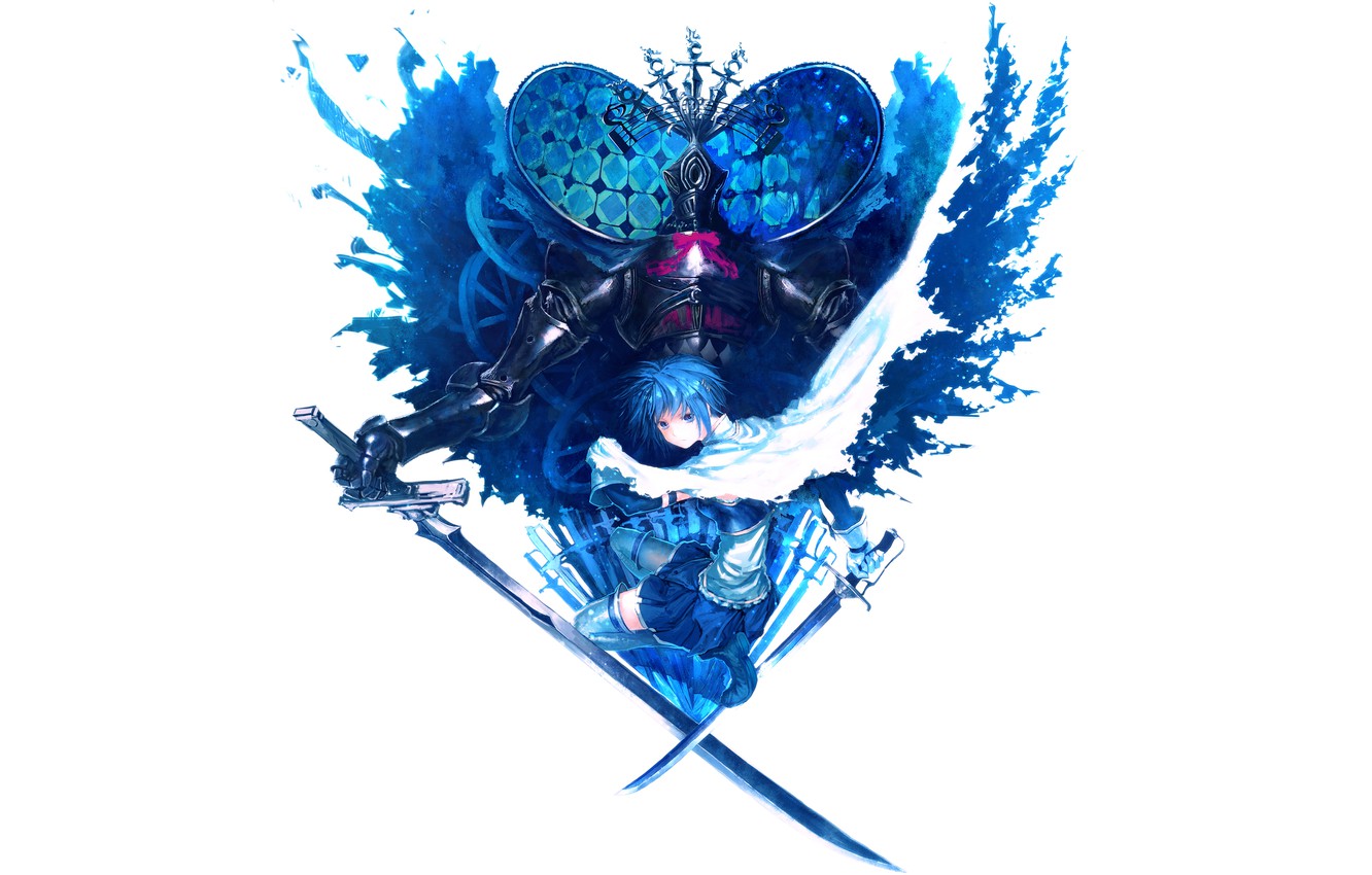 Photo Wallpaper Knight, Swords, Mahou Shoujo Madoka - Sayaka Miki - HD Wallpaper 