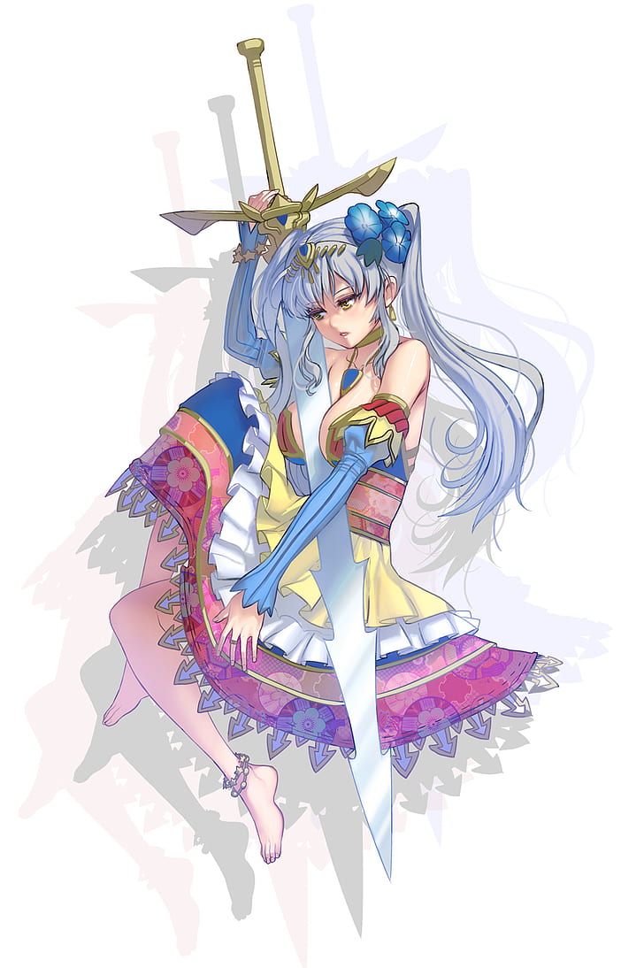 Anime Girls, Original Characters, Simple Background, - Cartoon - HD Wallpaper 