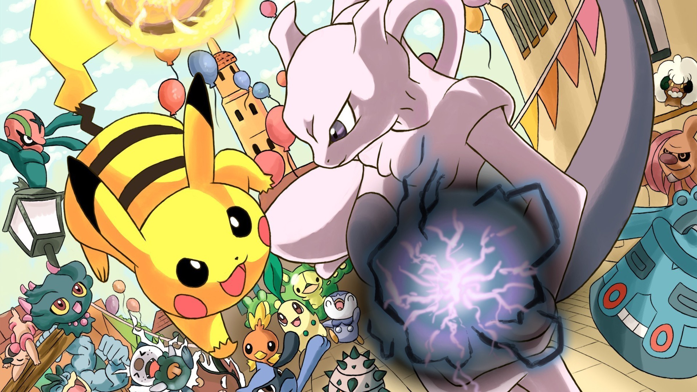 Pokemon Pikachu And Mewtwo - HD Wallpaper 