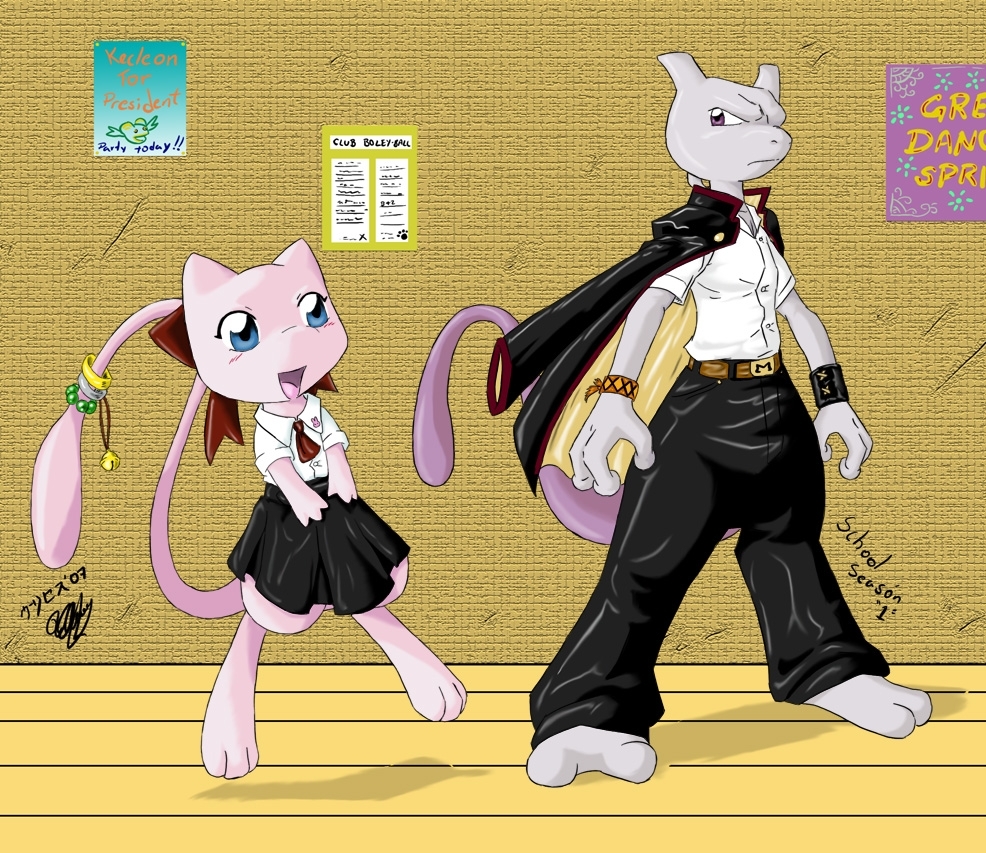 Mew And Mewtwo Back To School - Mew And Mewtwo - HD Wallpaper 