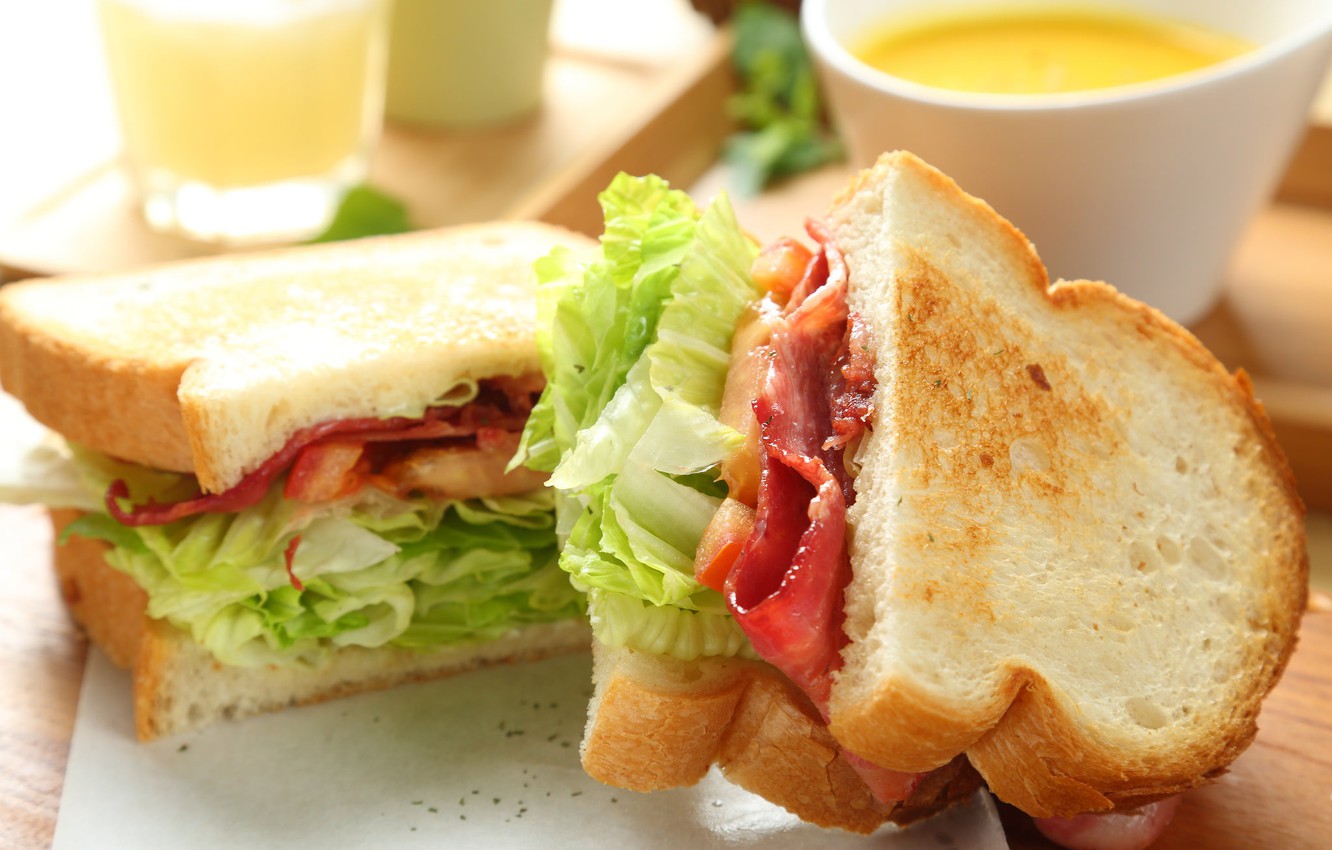 Photo Wallpaper Food, Bread, Salad, Sandwiches, Sandwich - Ham And Cheese Sandwich - HD Wallpaper 