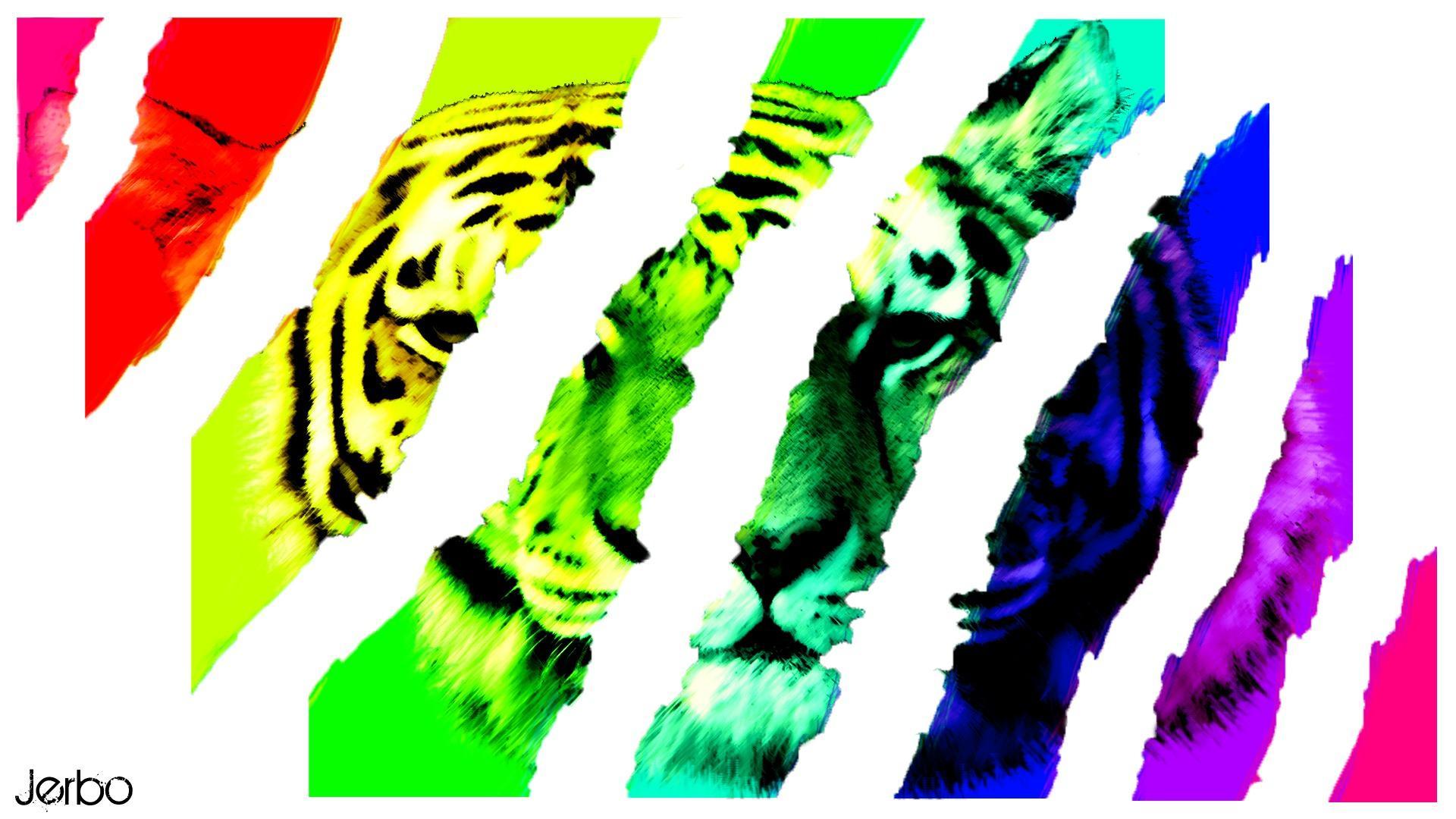 Ripped Color Tiger - HD Wallpaper 