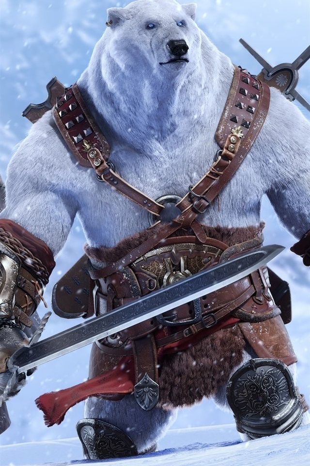 Iphone Wallpaper Epic Quest, Girl And Bear, Snow - Polar Bear Wallpaper Iphone Epic - HD Wallpaper 