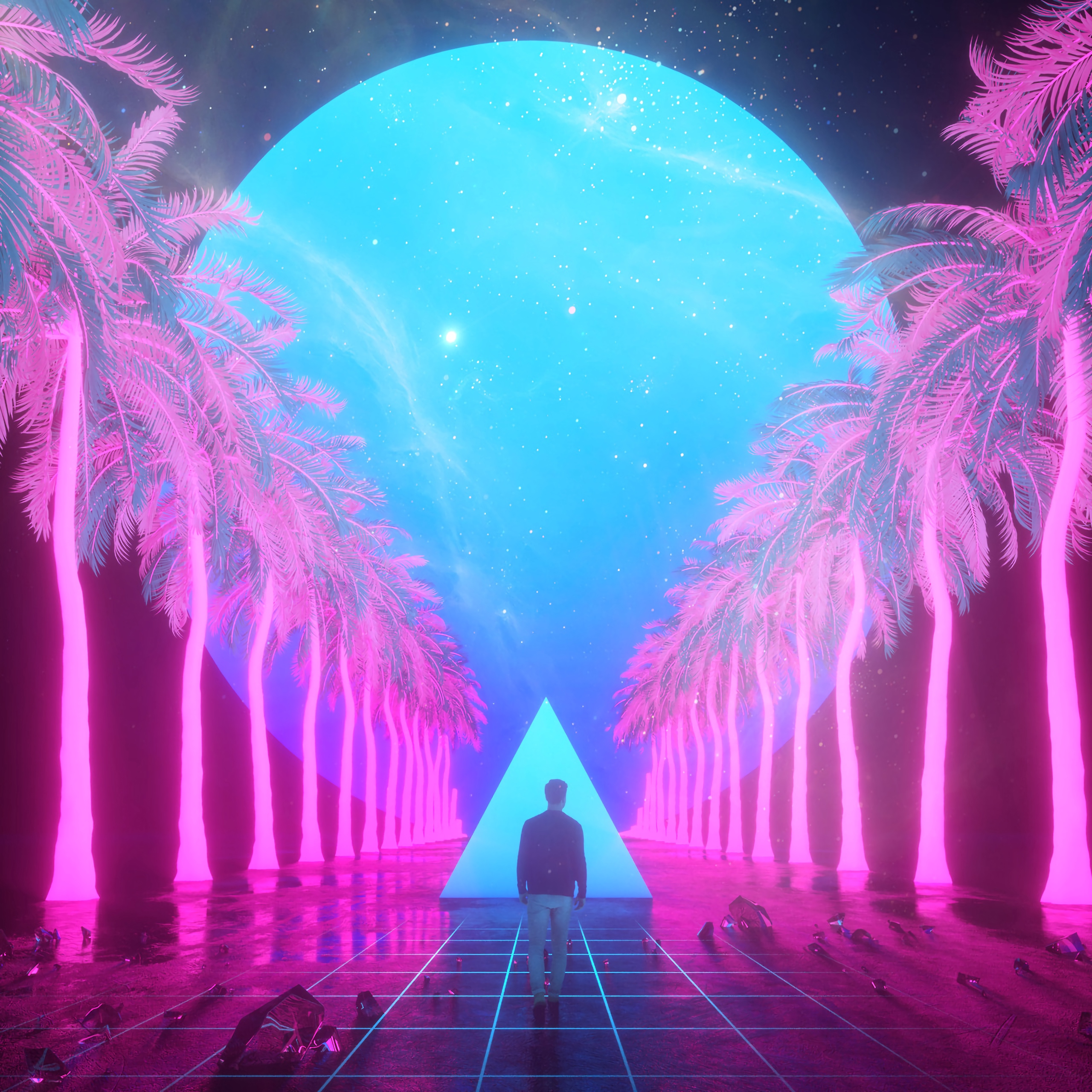 Wallpaper Guy, Art, Palm, Triangle, Tile, Imagination - Beeple Art - HD Wallpaper 