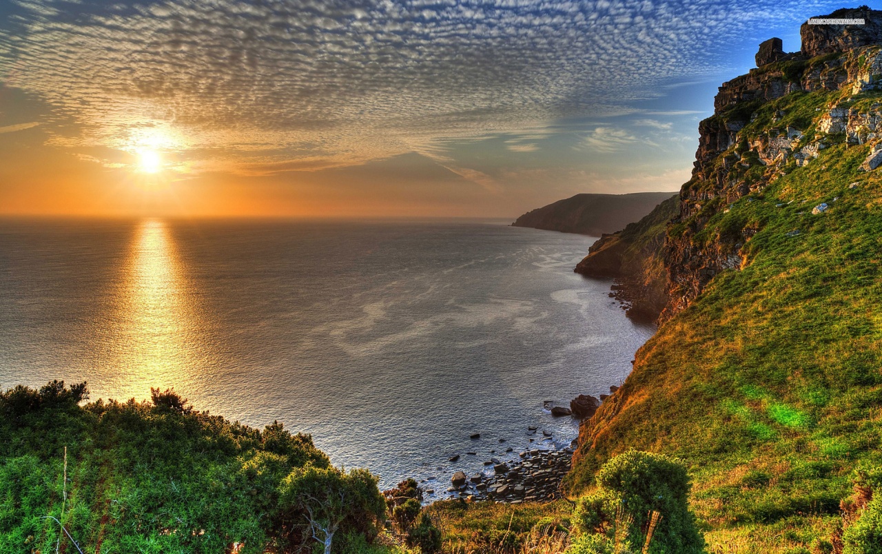 Nice Sunset Ocean Cliff Scenic Wallpapers Ocean Cliff With Sunset