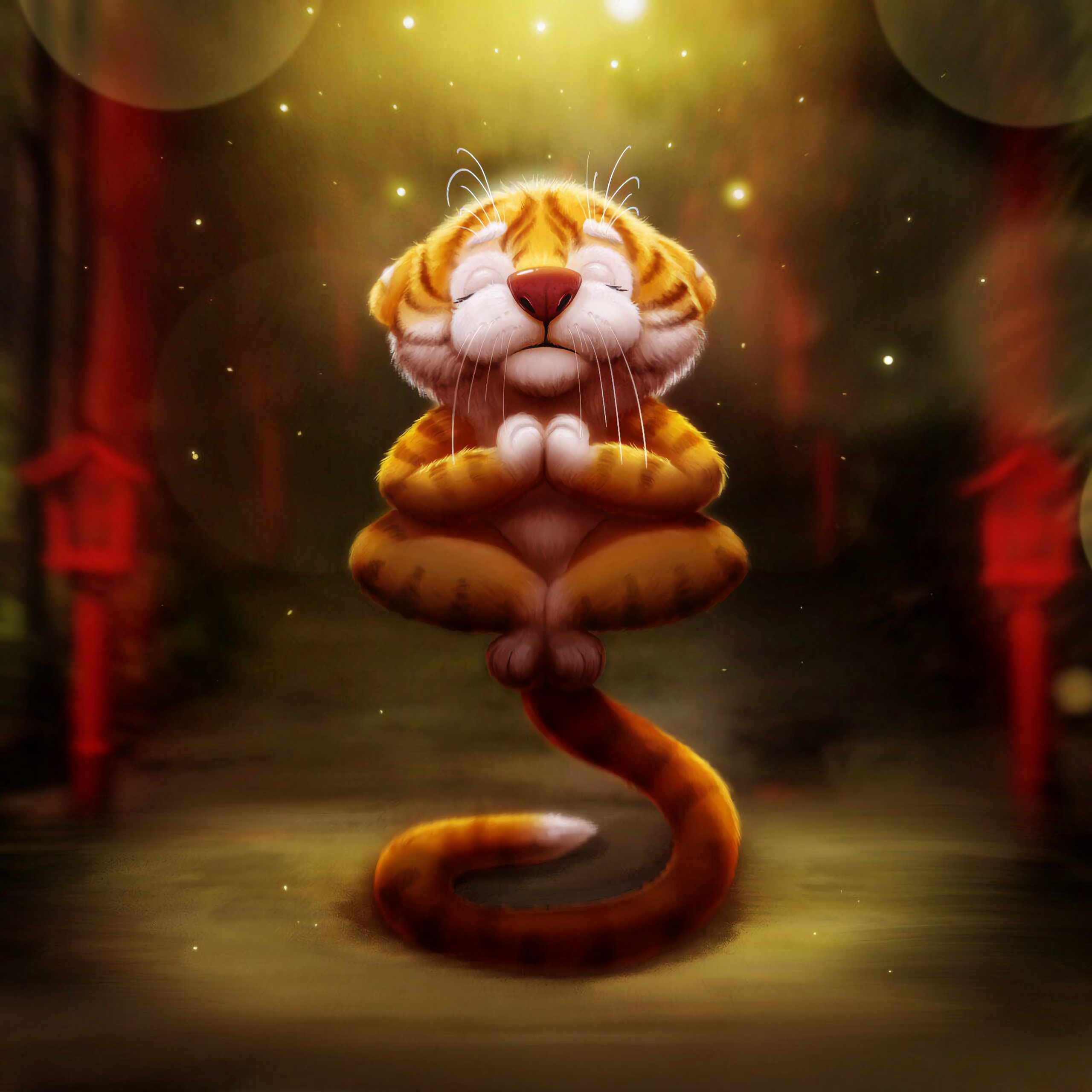 Wallpaper Tiger, Meditation, Art, Funny - Plazun Christina - HD Wallpaper 