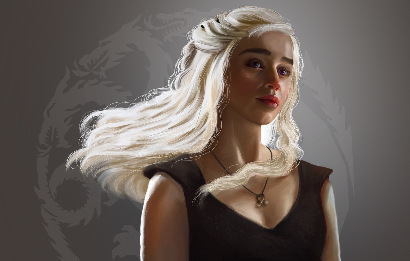 Photo Wallpaper Girl, Fantasy, Long Hair, Art, Painting, - Daenerys Targaryen Art - HD Wallpaper 