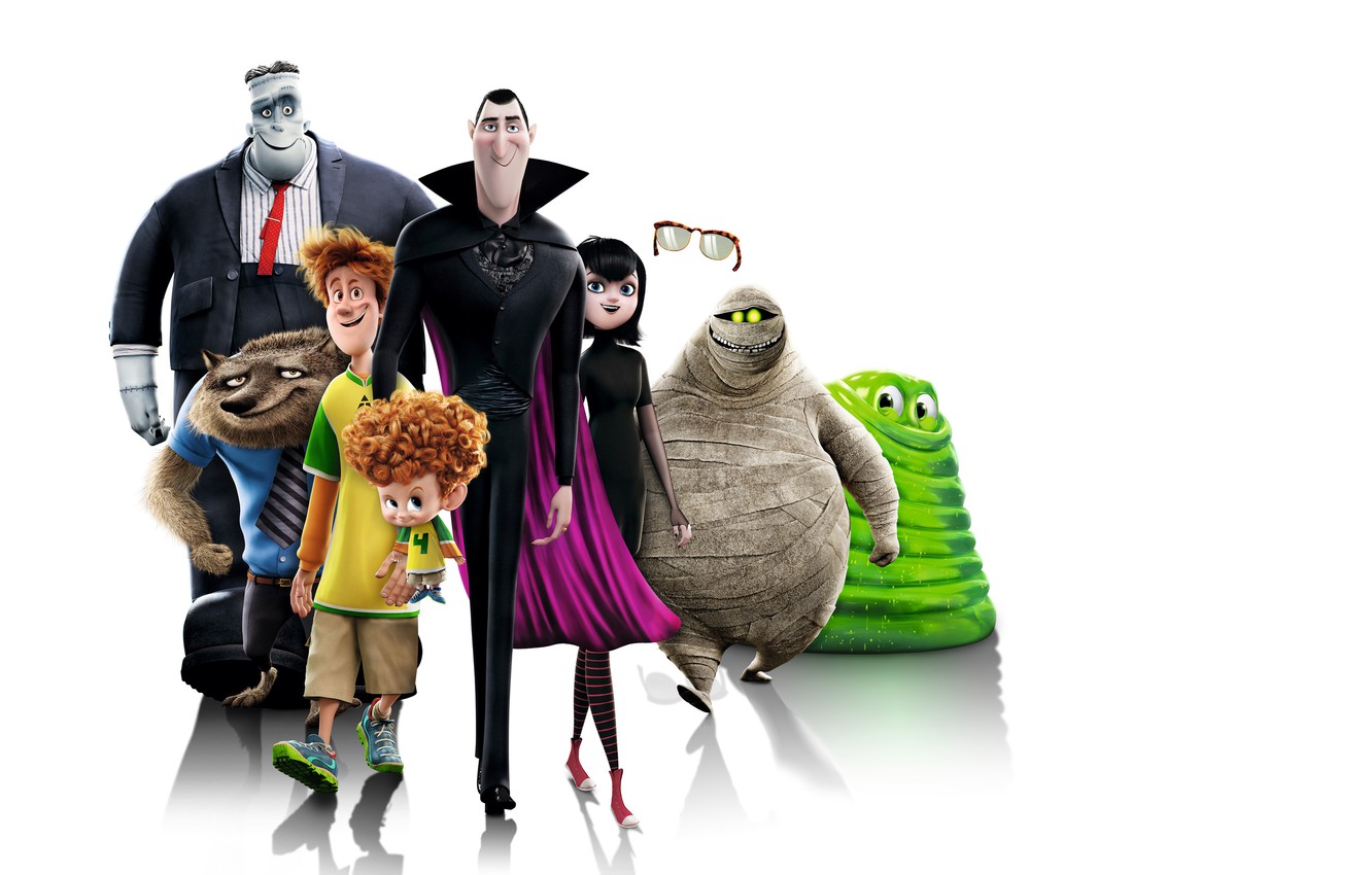 Photo Wallpaper Cartoon, White Background, Characters, - Hotel Transylvania Hd - HD Wallpaper 