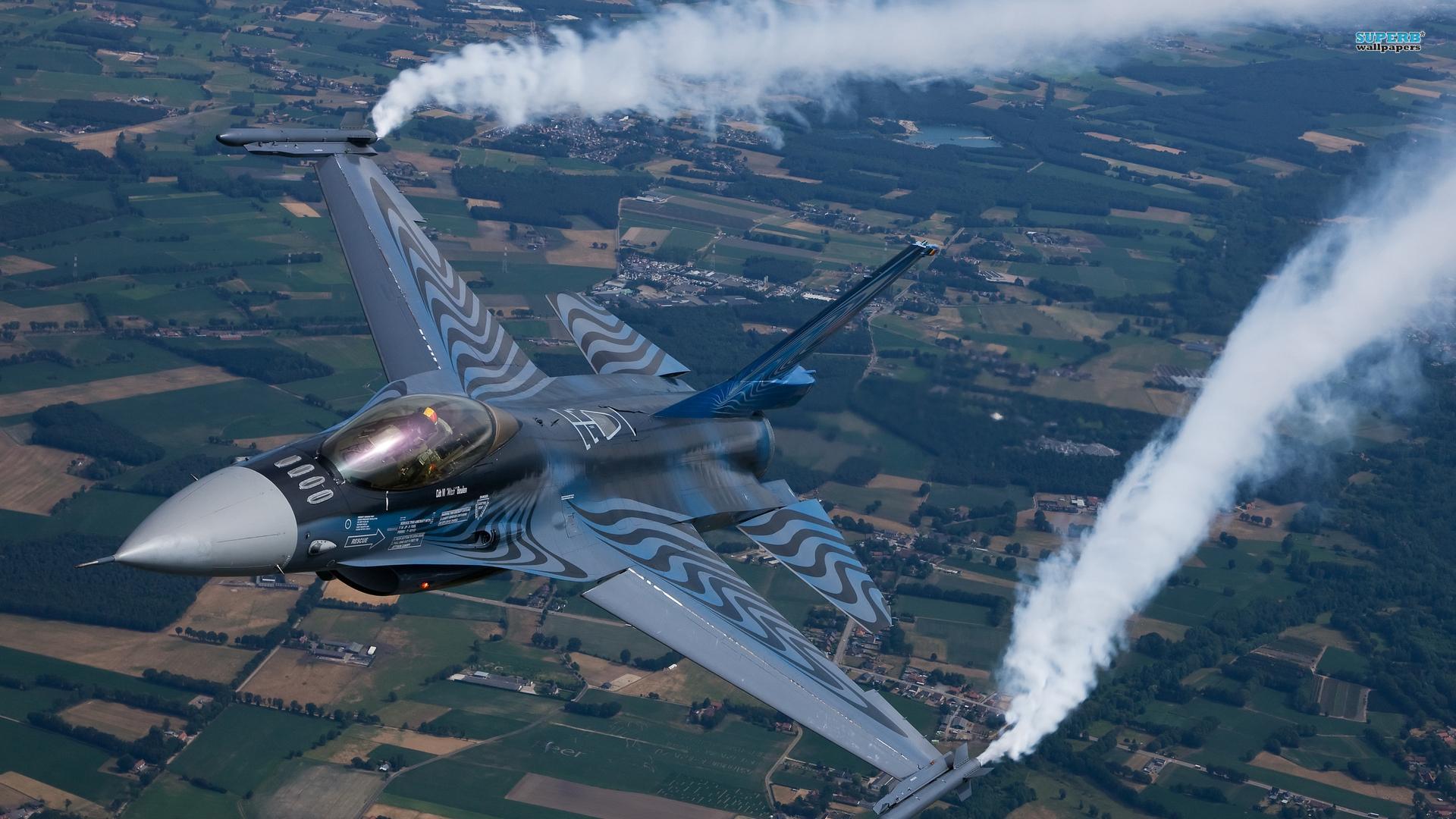 Smoking F16 Fighting Falcon - General Dynamics F-16 Fighting Falcon - HD Wallpaper 