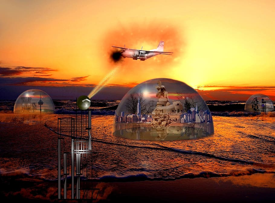 Isolation, Aircraft, Utopia, Fantasy, Virtual Landscape, - Photoshop Utopie - HD Wallpaper 
