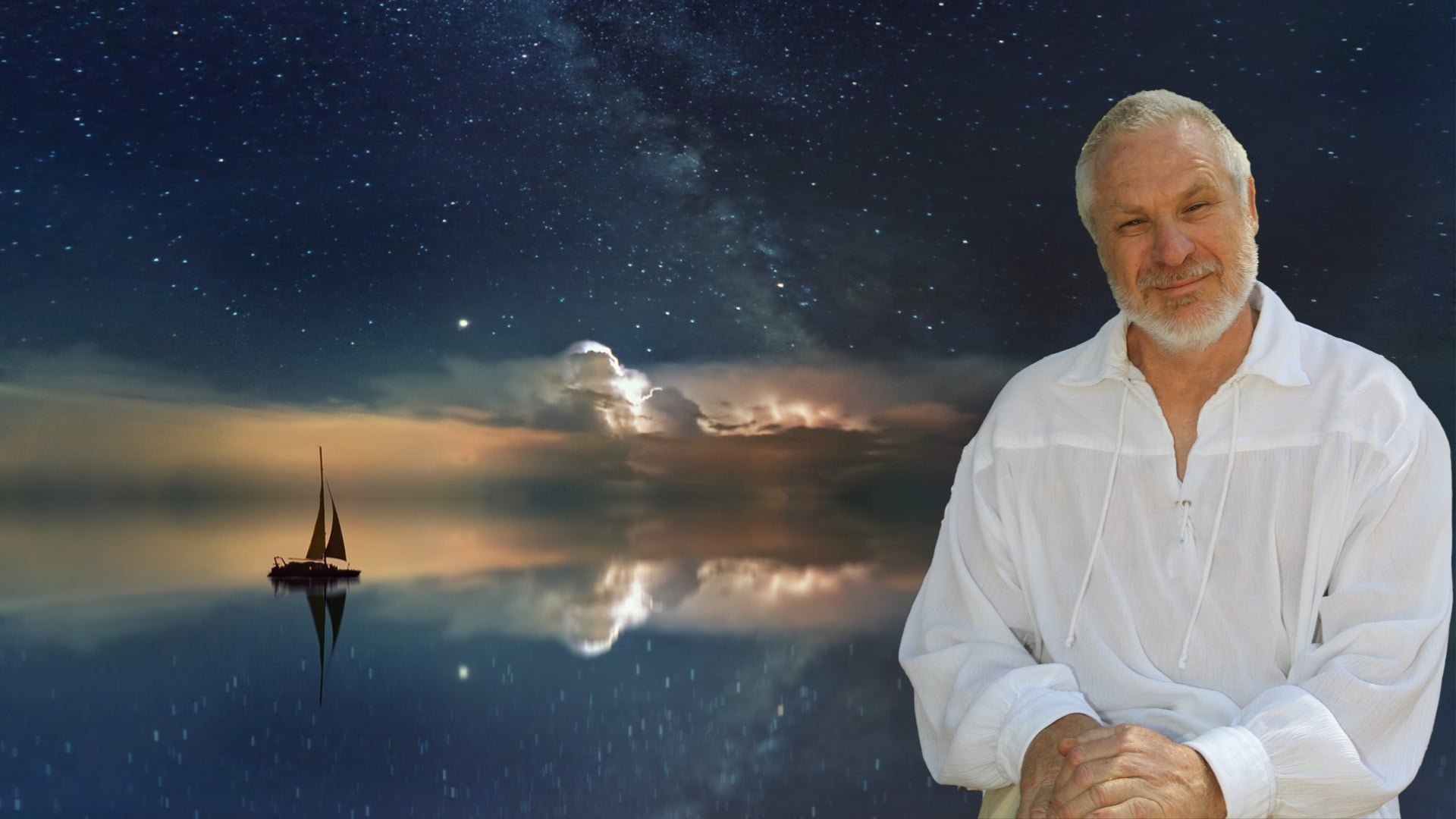 Night Sky Over Water - HD Wallpaper 