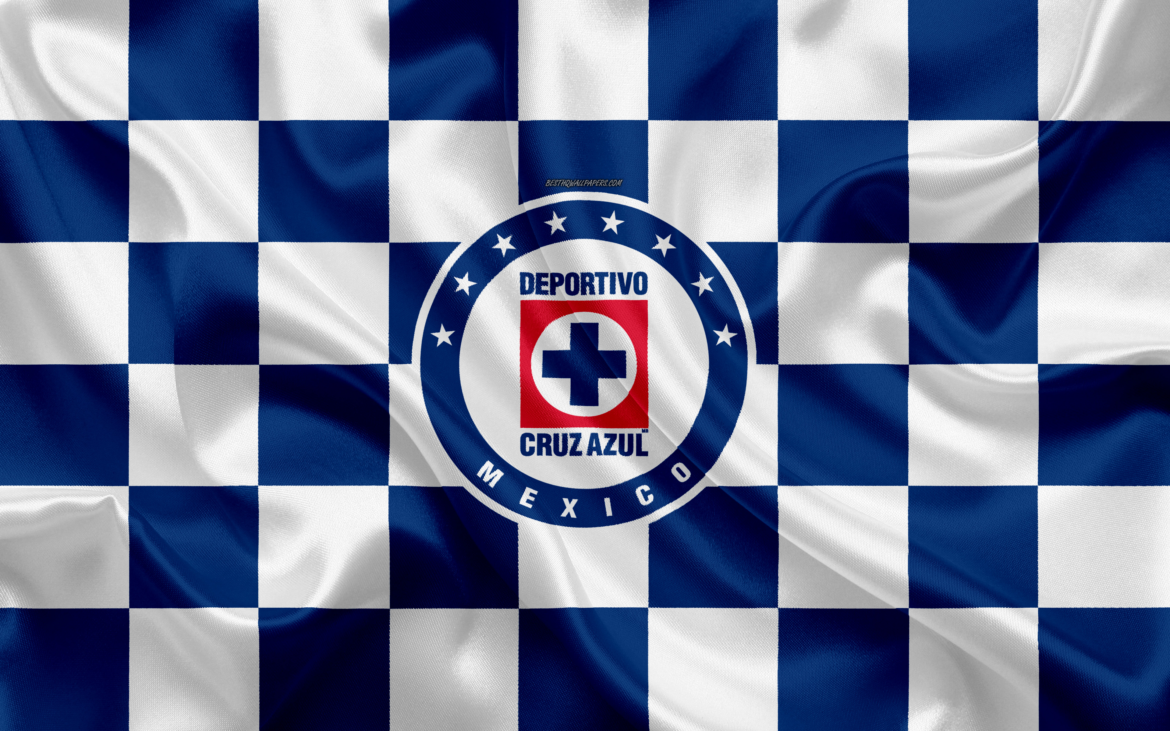 Cd Cruz Azul, 4k, Logo, Creative Art, White Blue Checkered - Manchester United Fc Flag - HD Wallpaper 