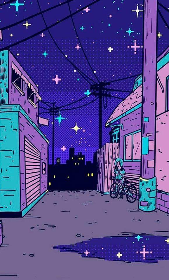 Wallpaper, Night, And Purple Image - Aesthetic Wallpaper Anime - HD Wallpaper 