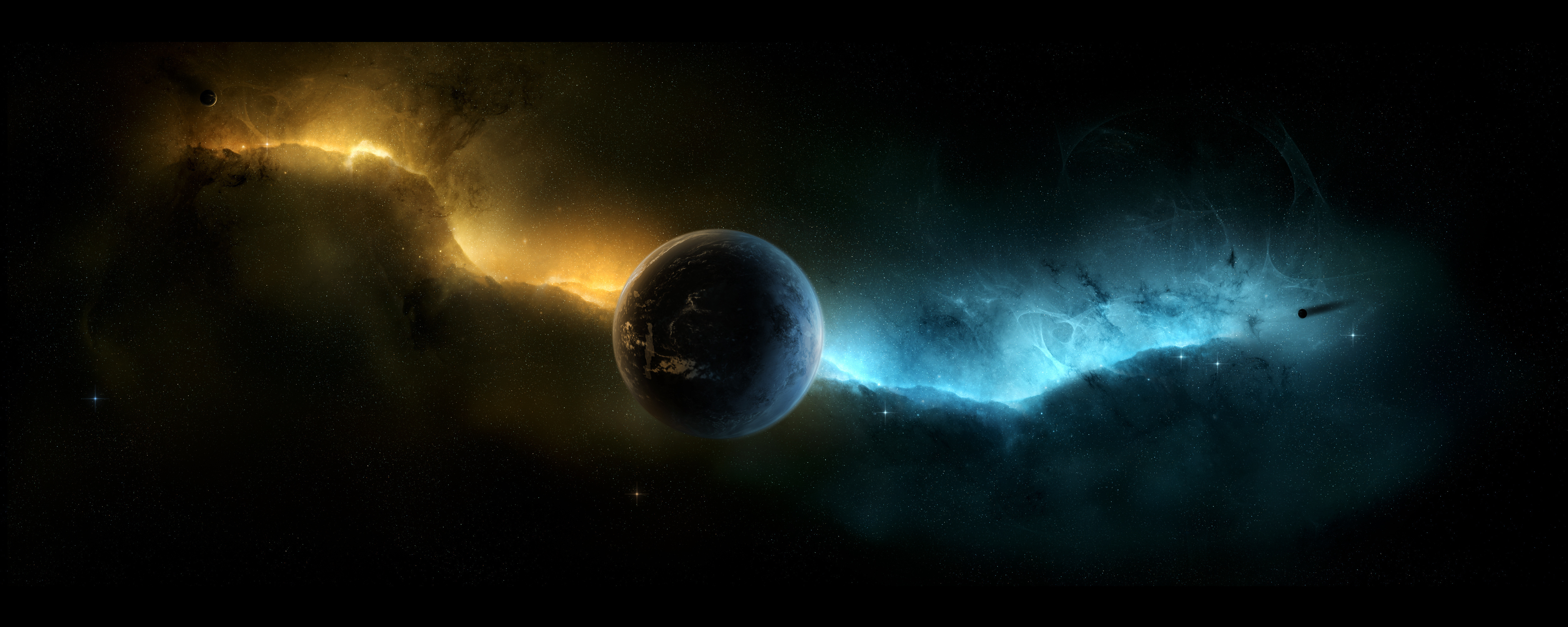 Planet, Stars, Nebula, Infinity, Space - Ultrawide Wallpaper Space - HD Wallpaper 